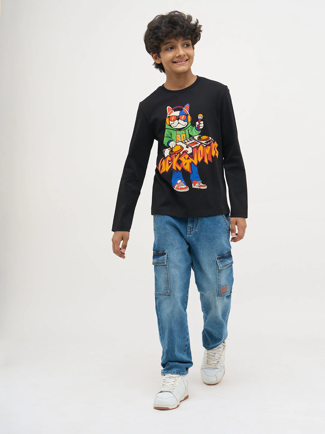 Black Printed Full Sleeves T-Shirt - Image 5