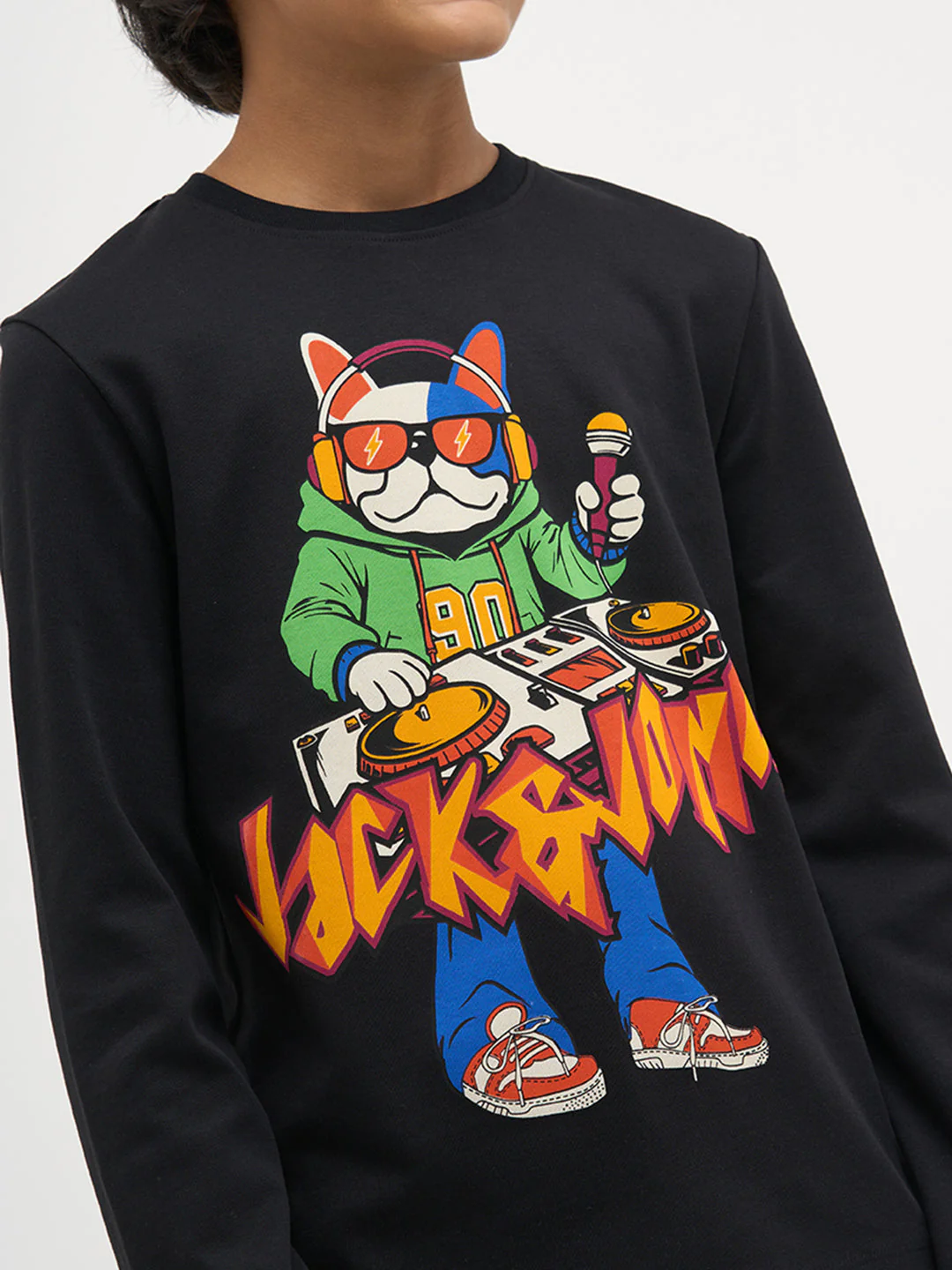 Black Printed Full Sleeves T-Shirt - Image 6