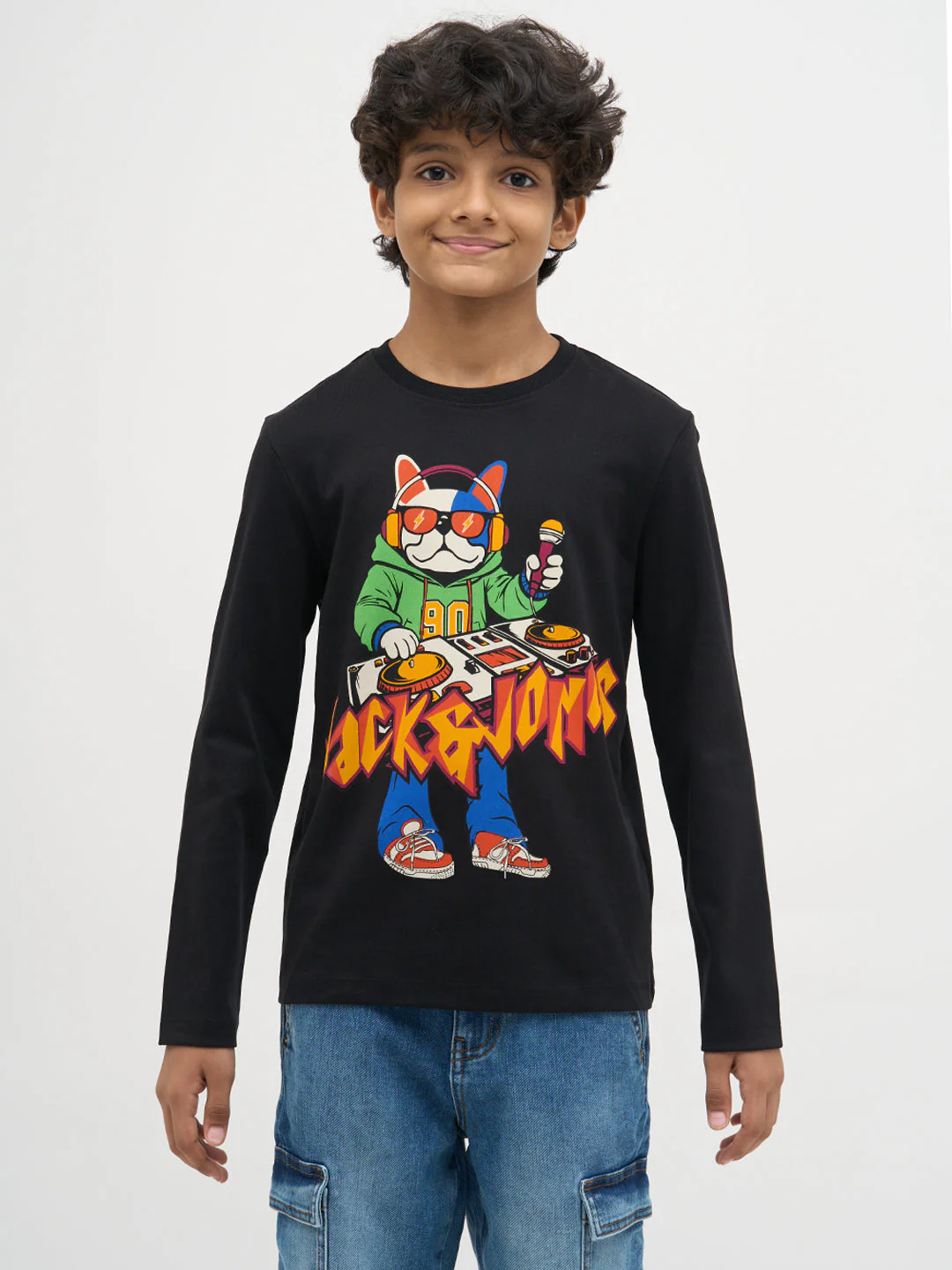 Black Printed Full Sleeves T-Shirt - Image 8