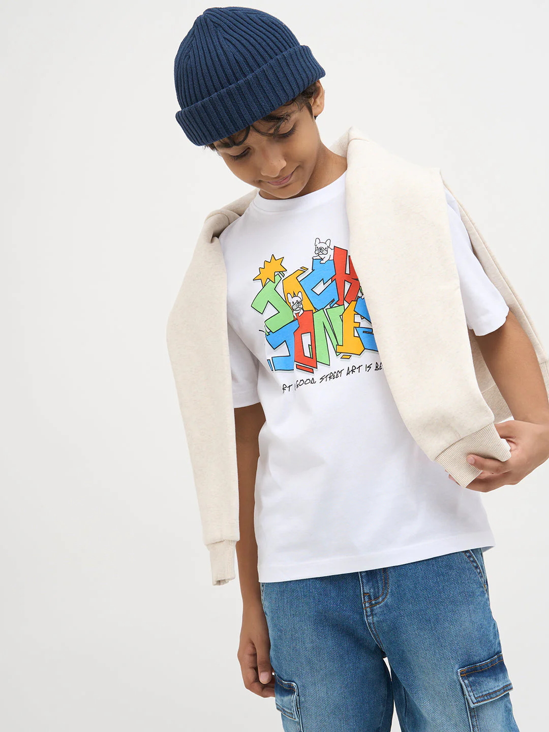 White Typographic Cotton T-Shirt