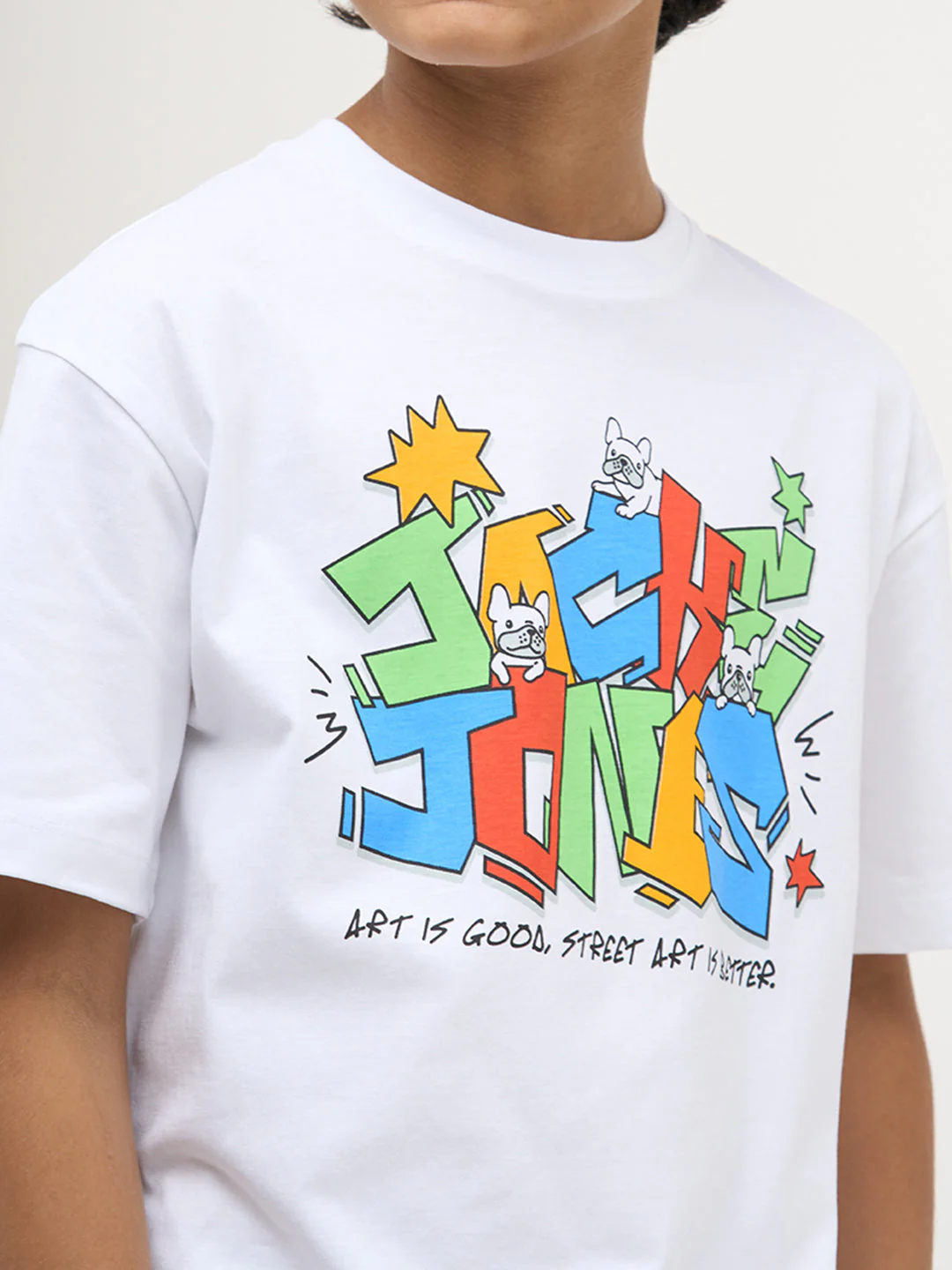 White Typographic Cotton T-Shirt - Image 6