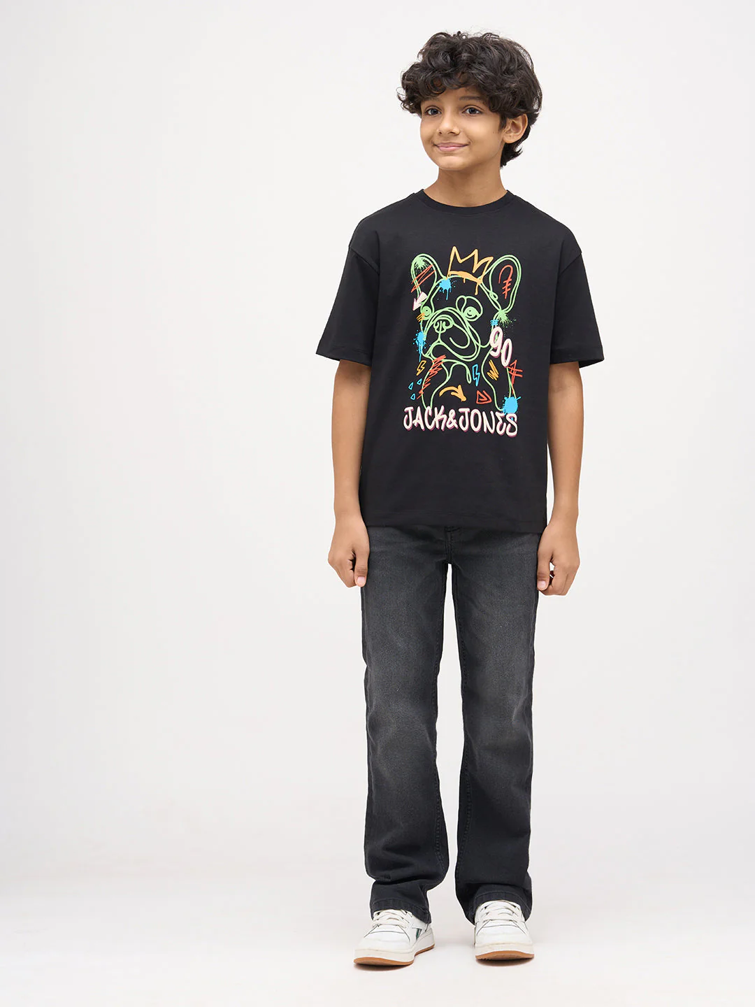 Boys Printed Cotton T-shirt - Black - Image 5