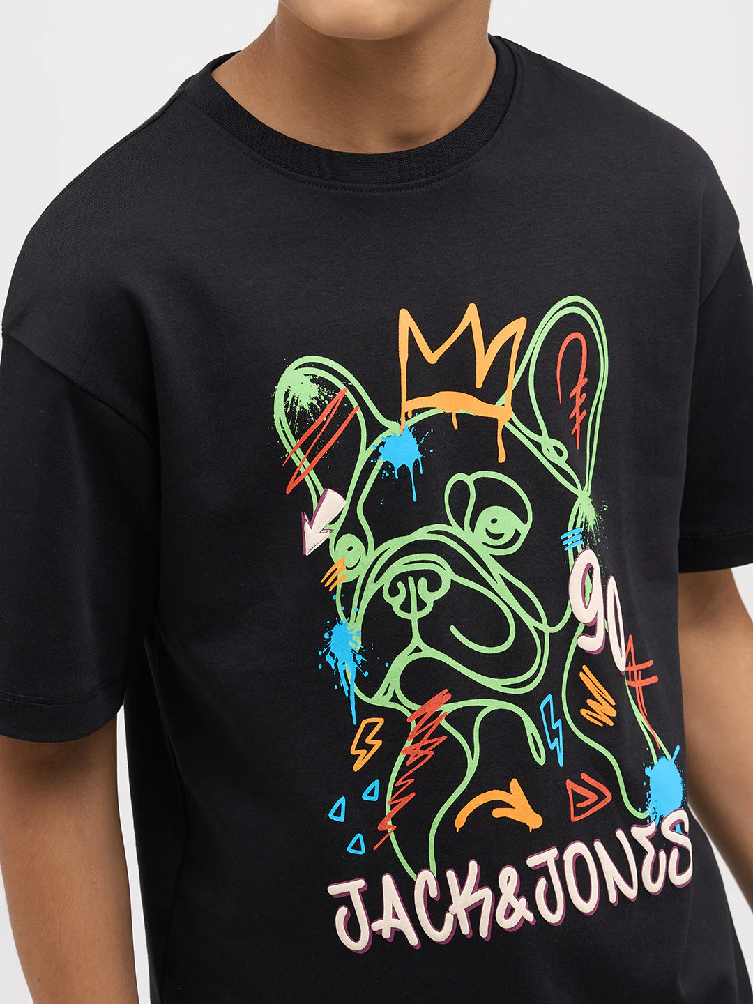 Boys Printed Cotton T-shirt - Black - Image 6