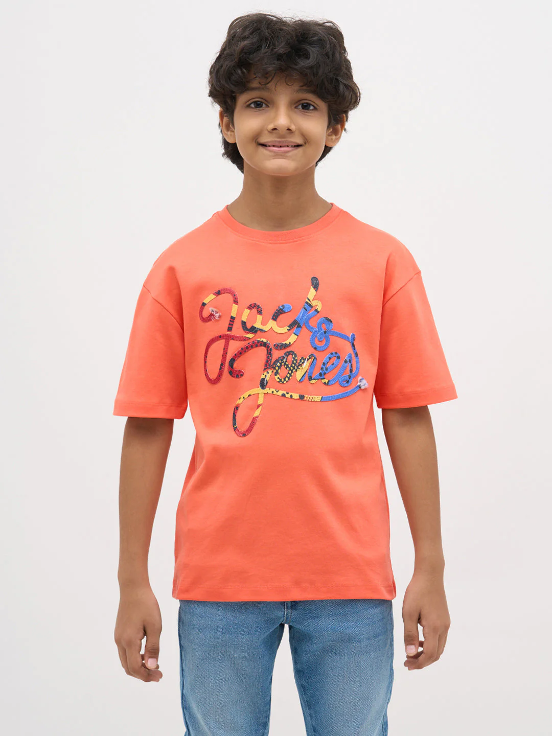 Orange Embroidered Cotton T-Shirt - Image 8