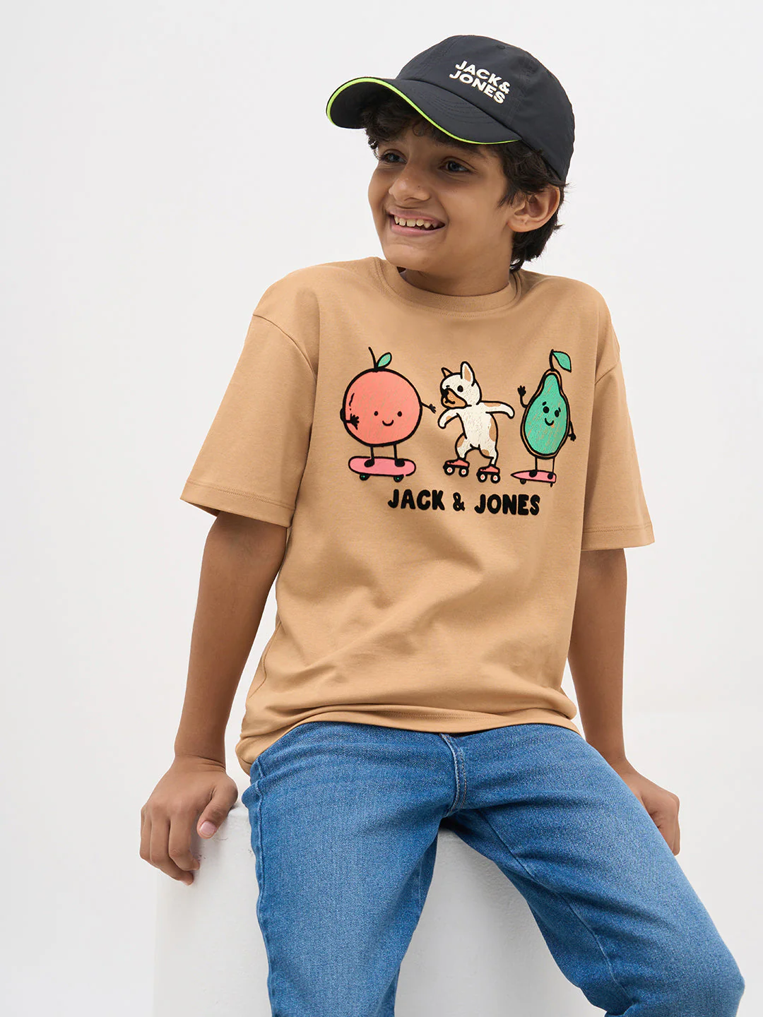 Brown Embroidered Print T-Shirt