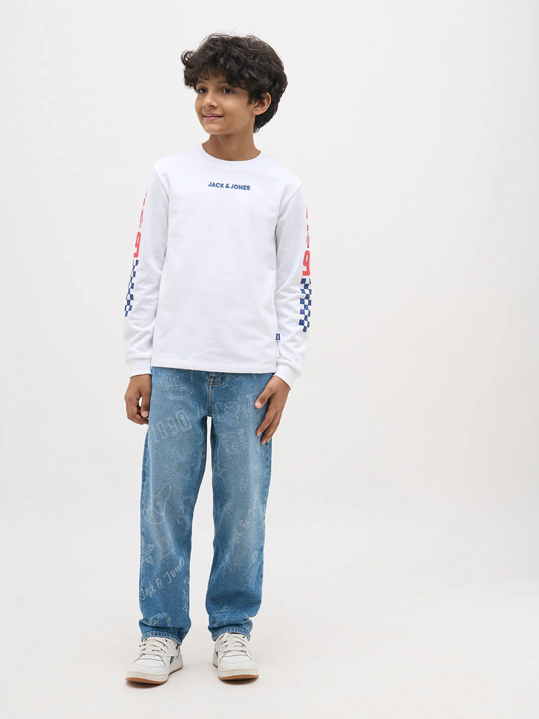 White Printed Full Sleeves T-Shirt - Image 5