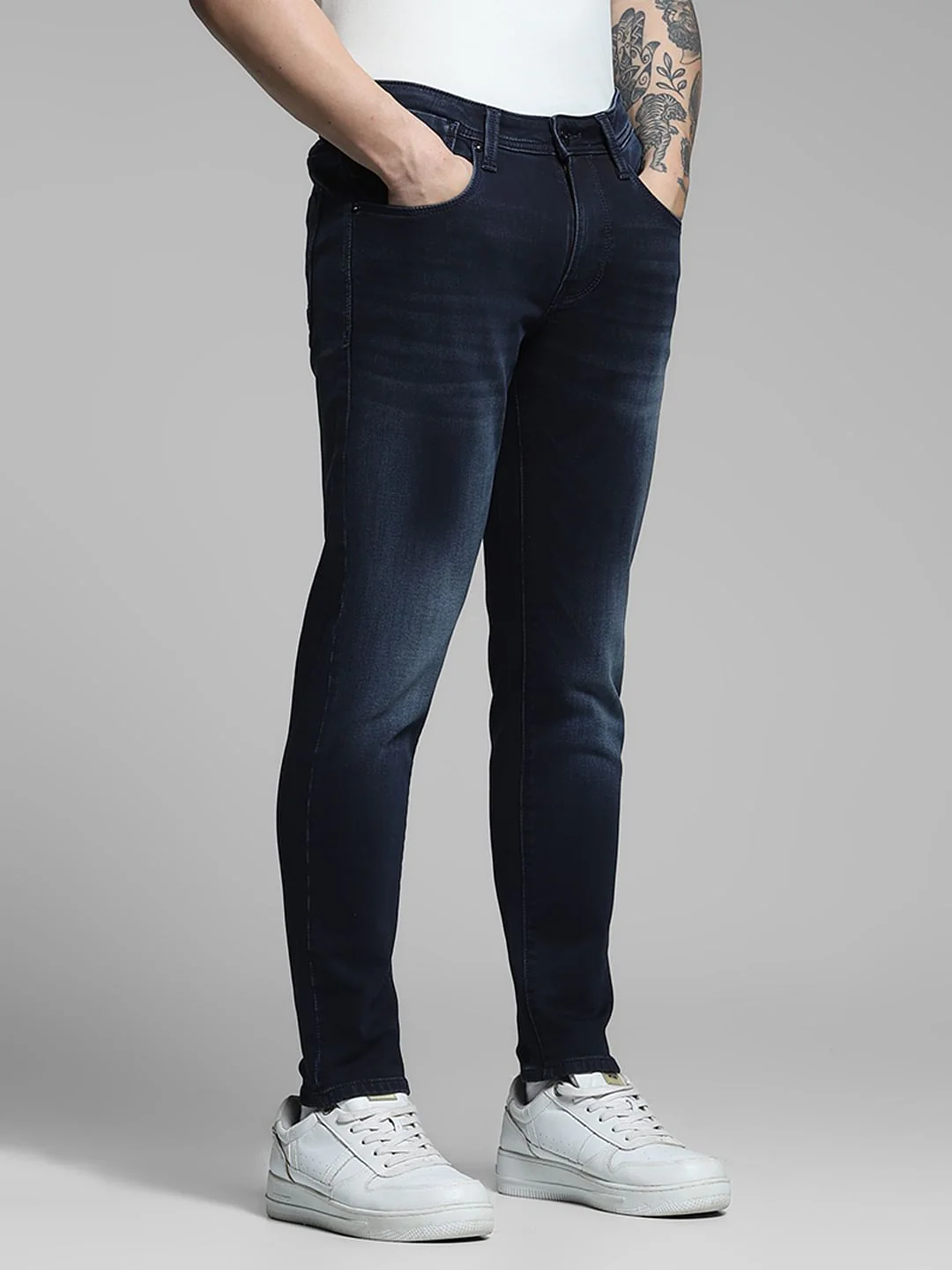 Dark Blue Brak Slim Fit Cropped Jeans - Image 2