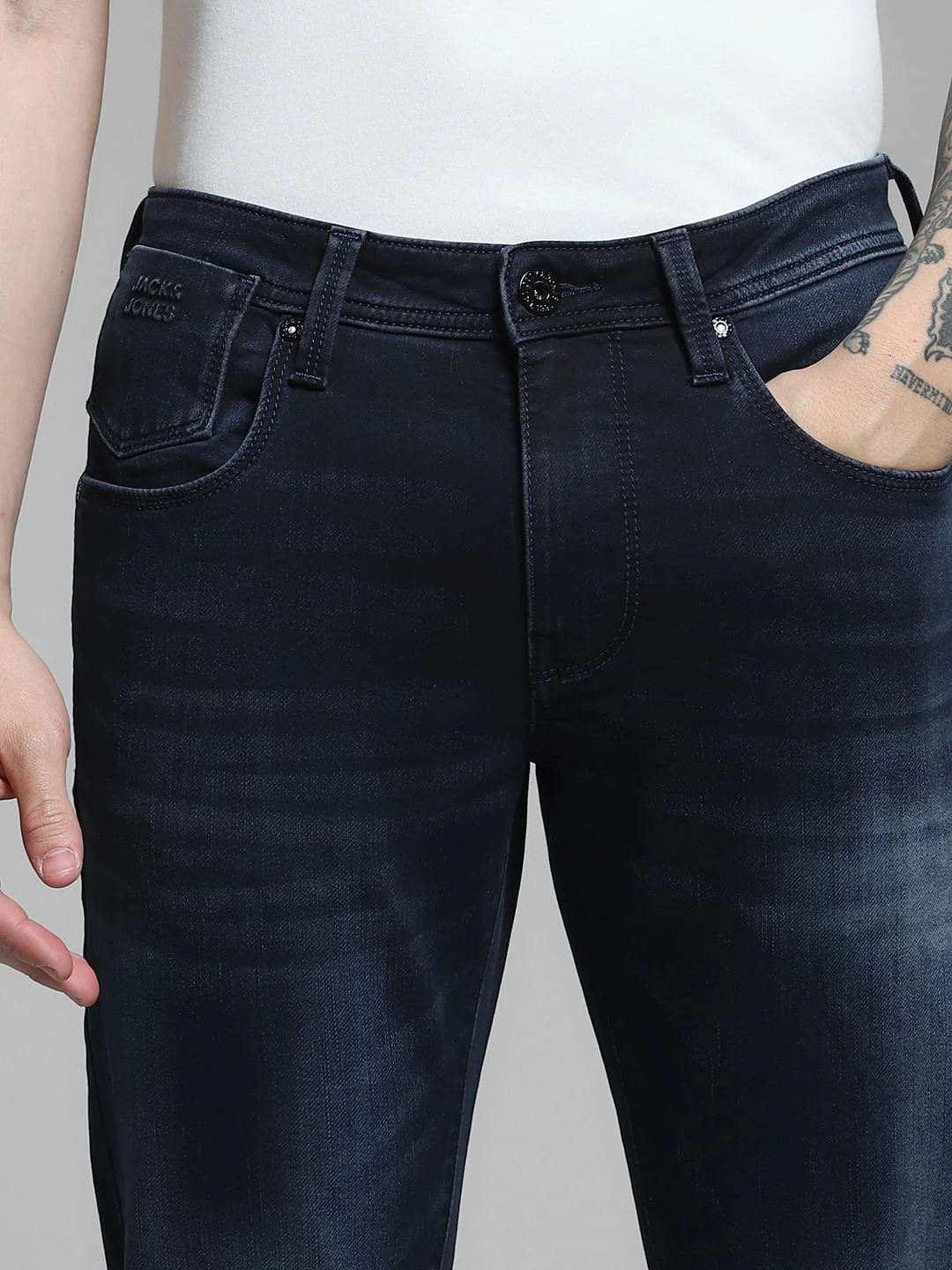 Dark Blue Brak Slim Fit Cropped Jeans - Image 4