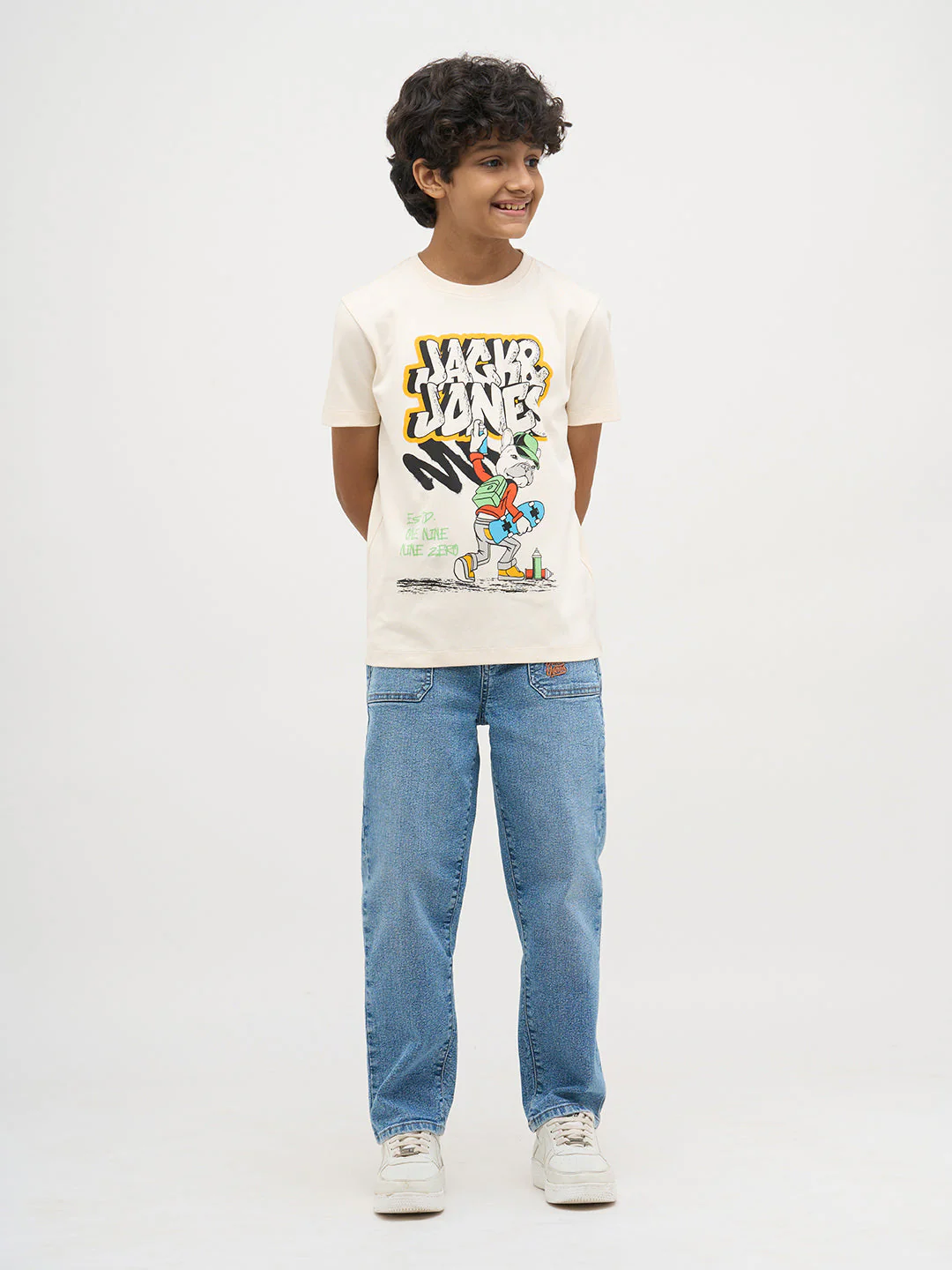 Beige Printed Cotton T-Shirt - Image 5