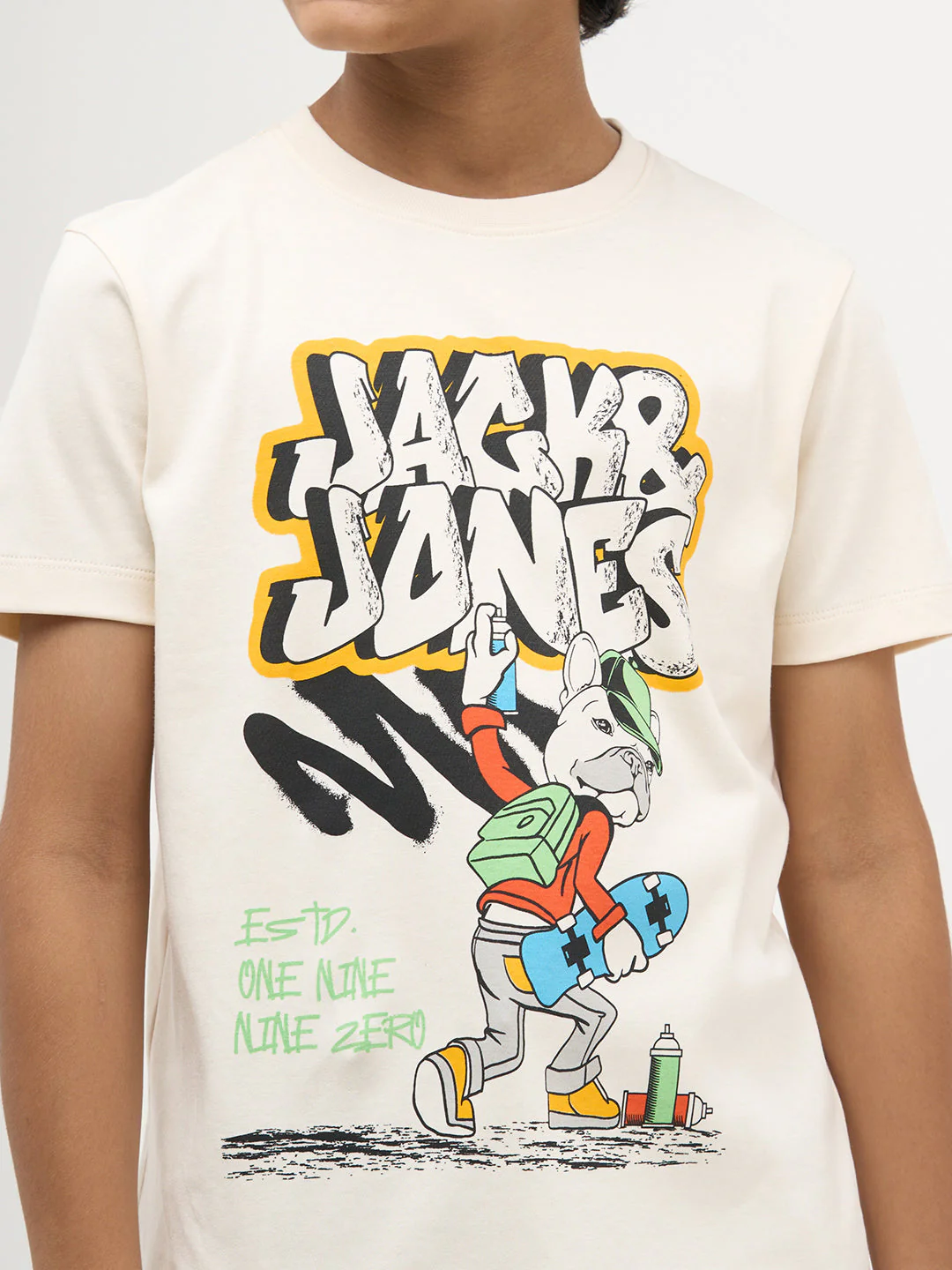 Beige Printed Cotton T-Shirt - Image 6