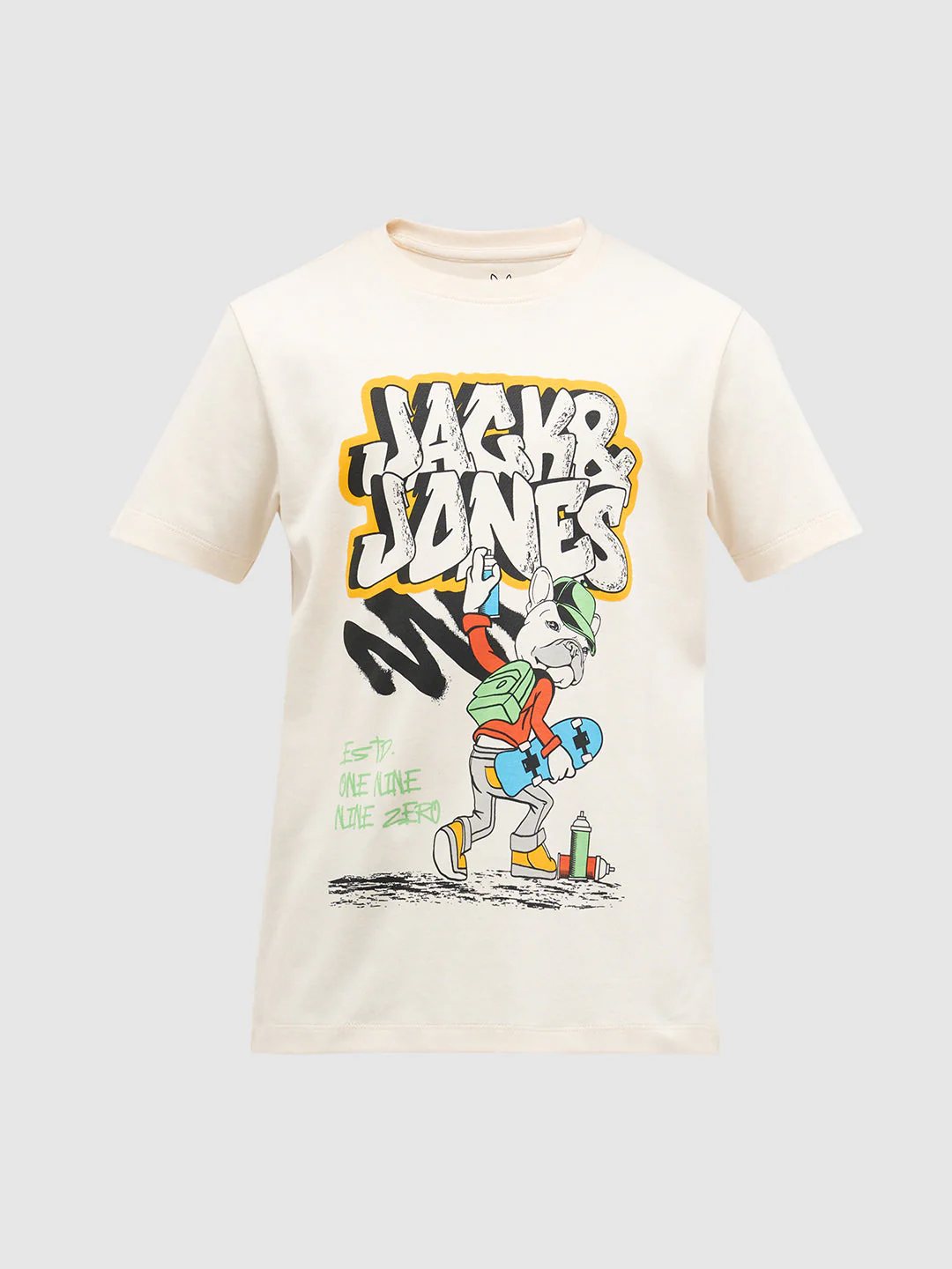 Beige Printed Cotton T-Shirt - Image 7