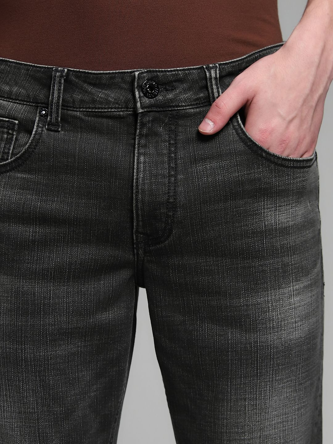 Olive Green Brak Slim Fit Cropped Jeans - Image 4