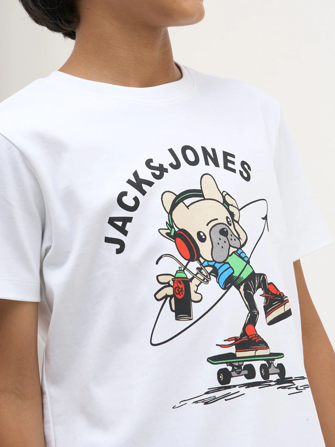 White Printed Cotton T-Shirt - Image 6