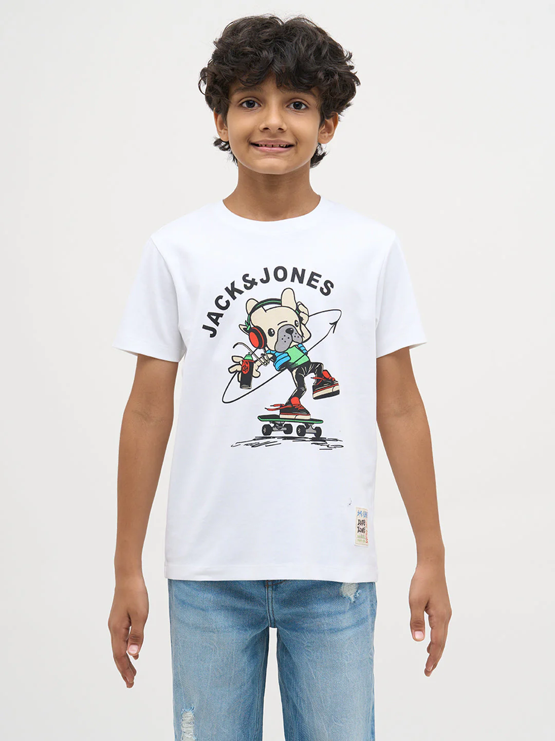 White Printed Cotton T-Shirt - Image 8