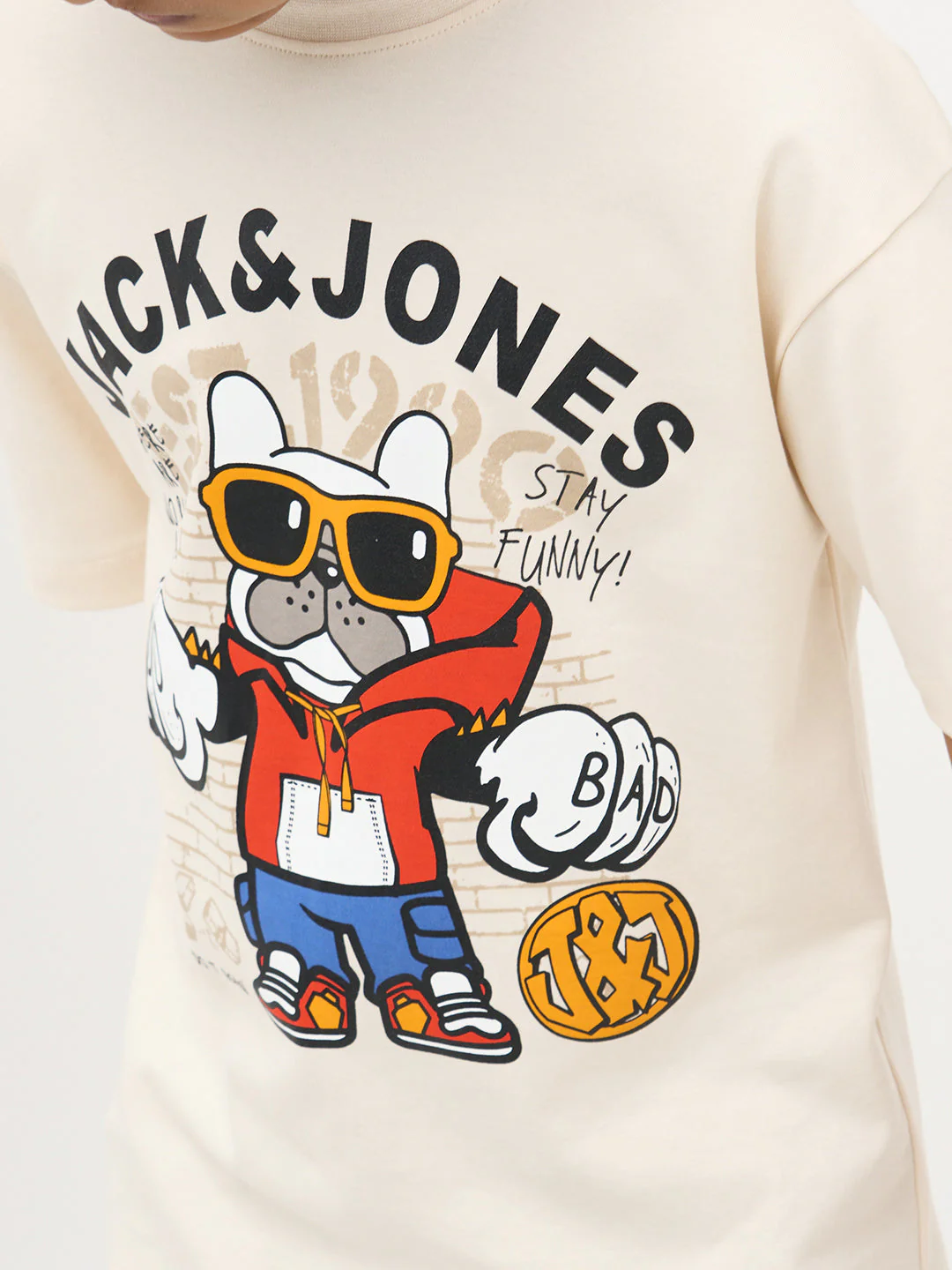 Cream Doggo Print Cotton T-Shirt - Image 6