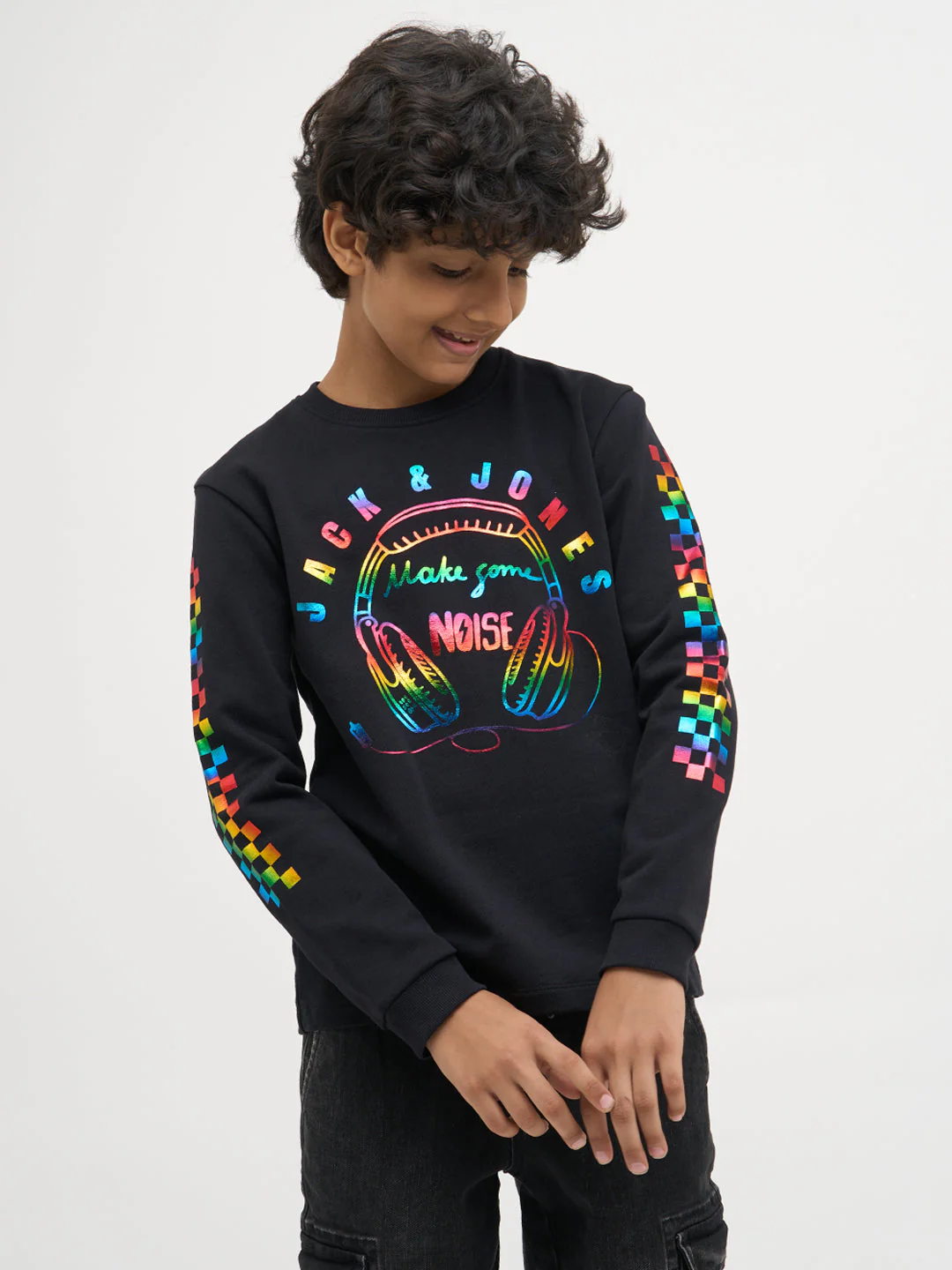 Black Printed Full Sleeves T-Shirt - Image 2
