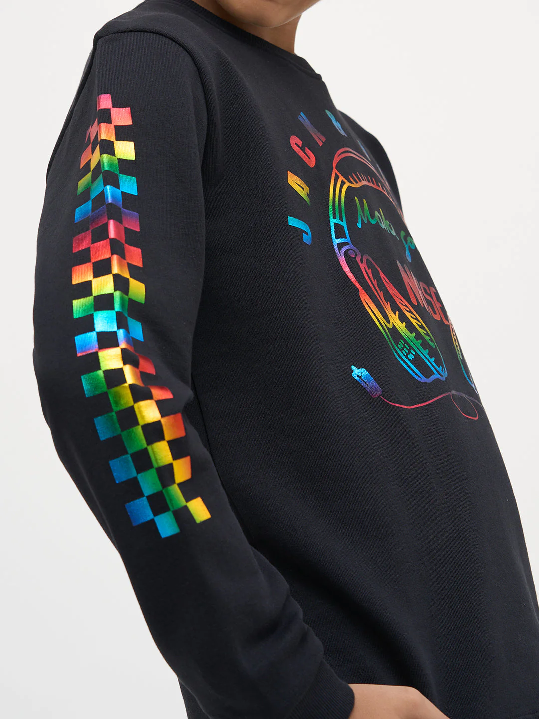 Black Printed Full Sleeves T-Shirt - Image 6