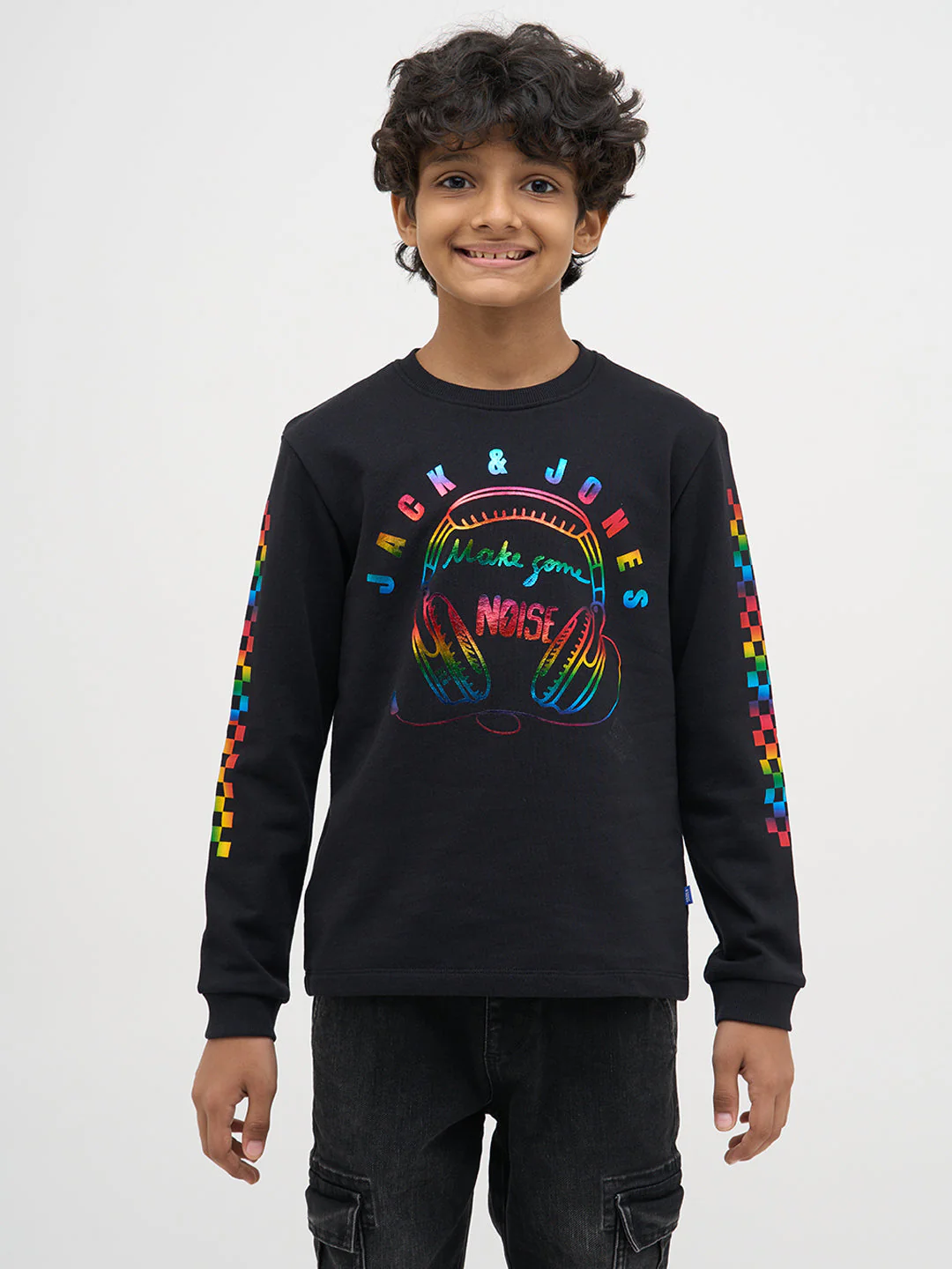 Black Printed Full Sleeves T-Shirt - Image 8