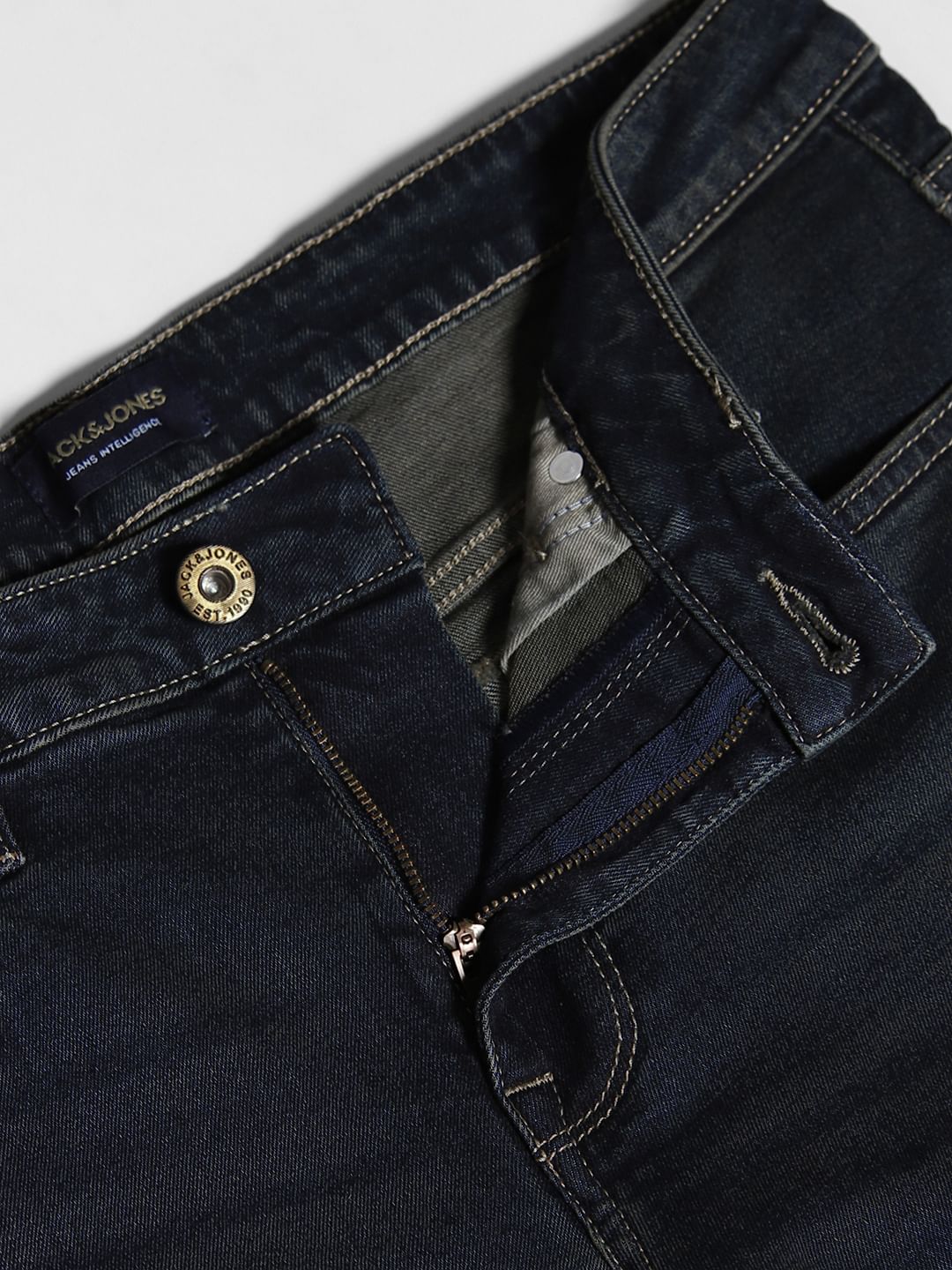 Dark Blue Distressed Glenn Slim Fit Jeans - Image 5