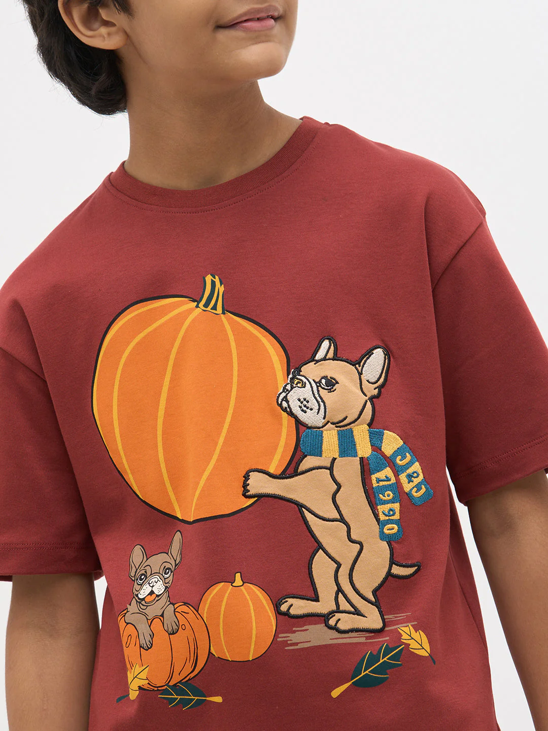 Rust Red Embroidered Print T-Shirt - Image 6