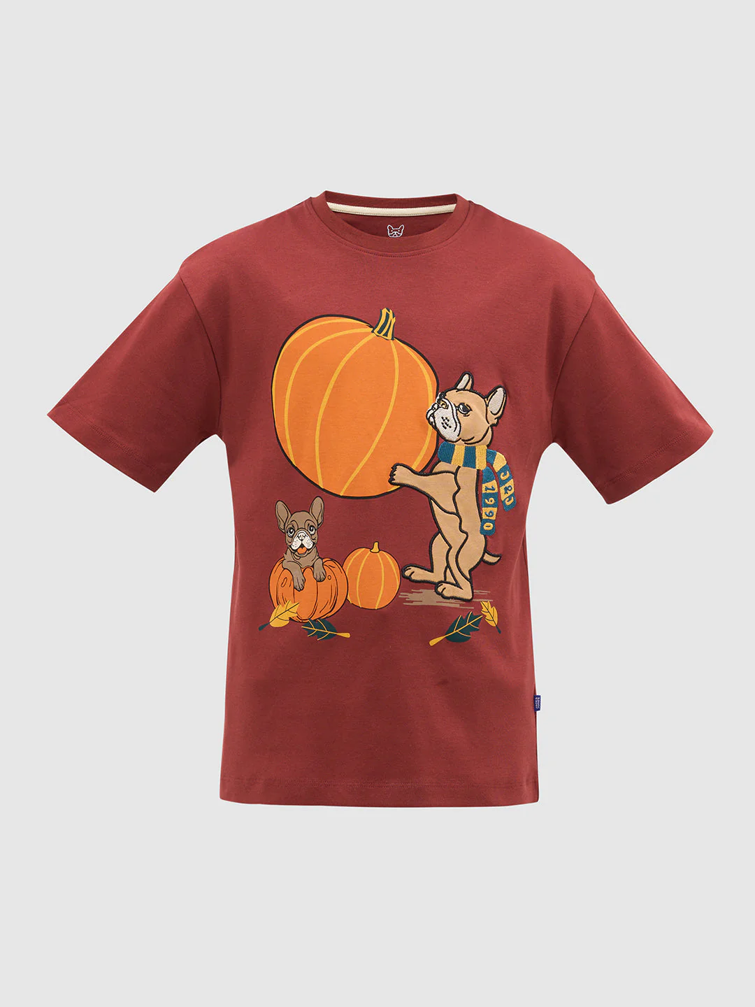 Rust Red Embroidered Print T-Shirt - Image 7
