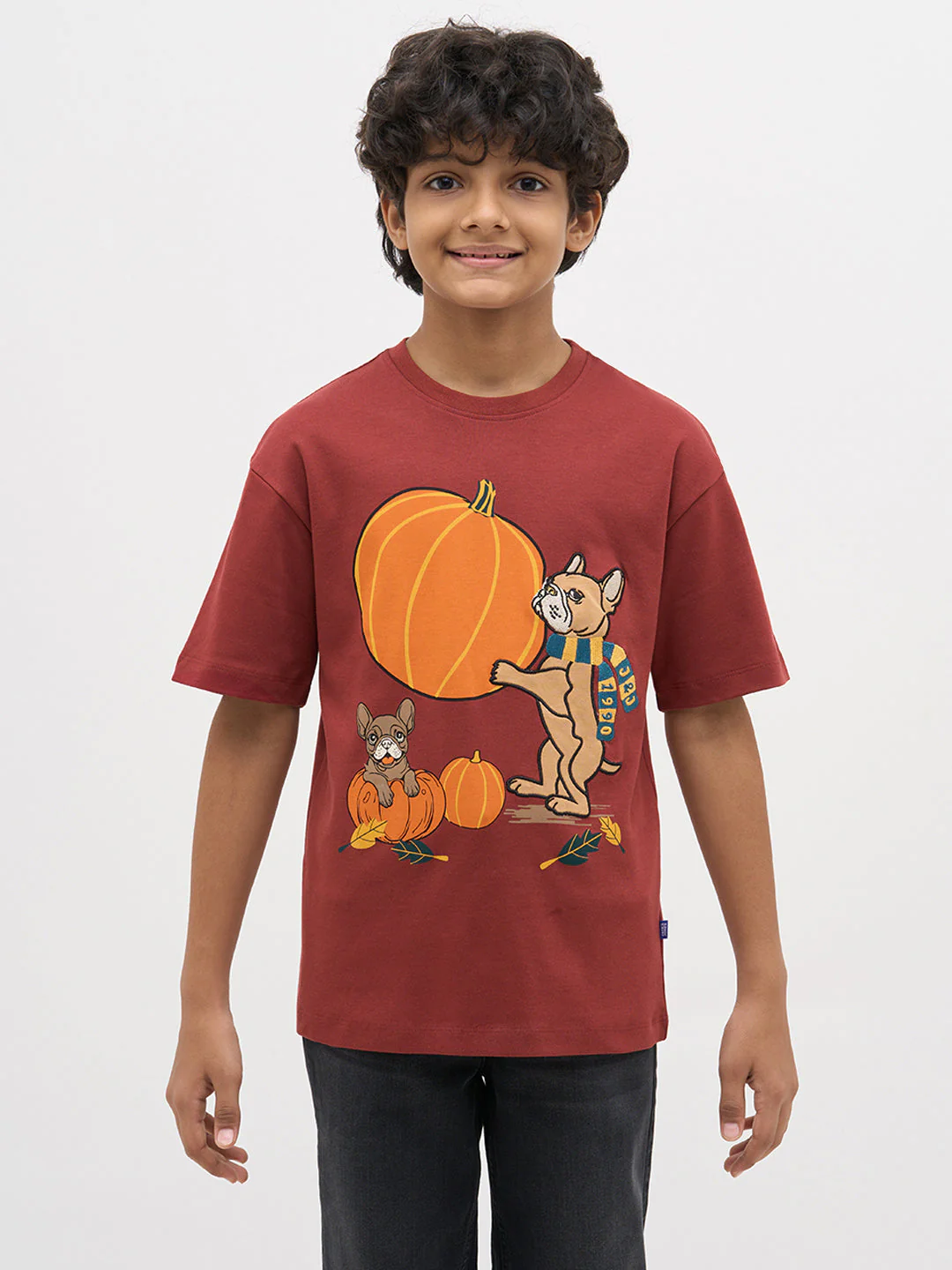 Rust Red Embroidered Print T-Shirt - Image 8