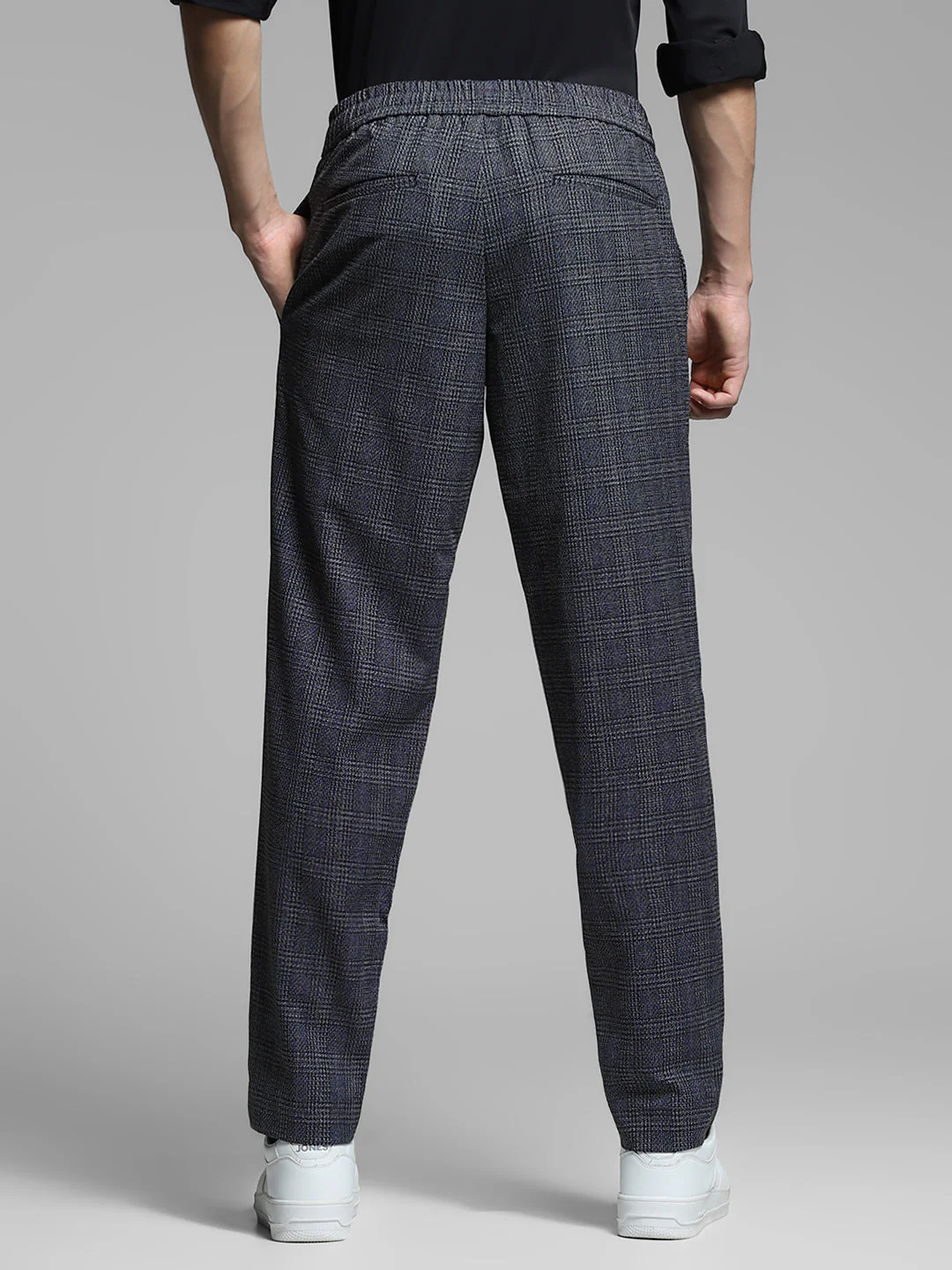 Black Check Print Slim Fit Chinos - Image 3