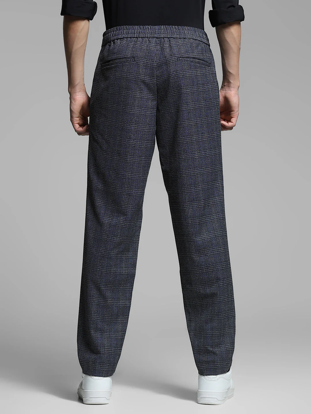 Black Check Print Slim Fit Chinos - Image 8