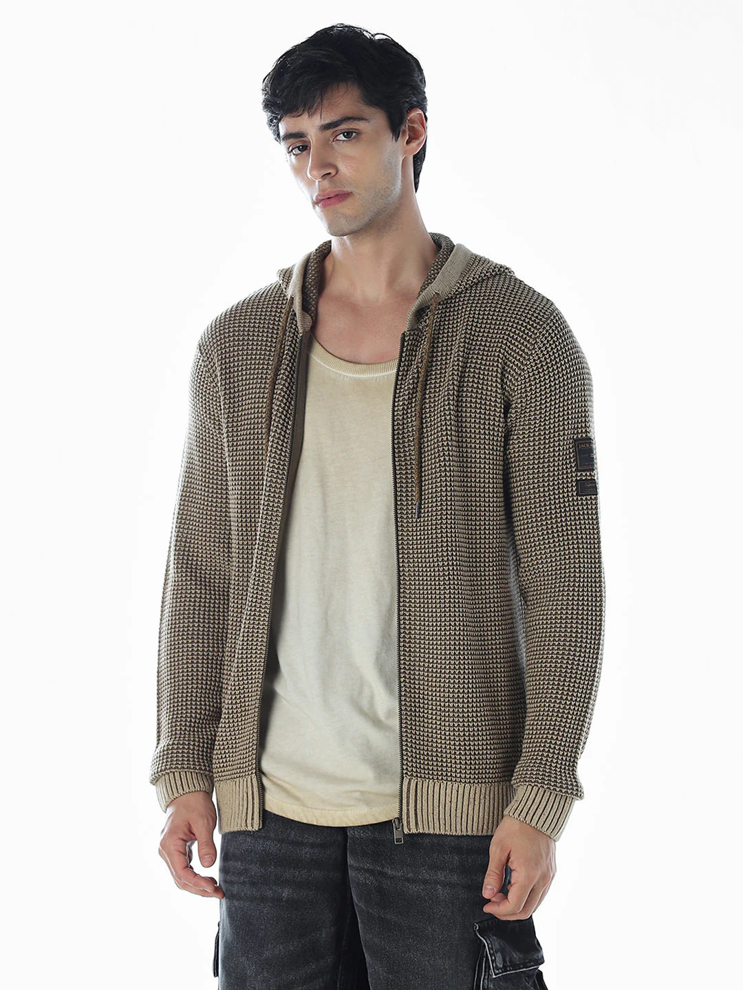 Zip-up Oversized Hooded Knit - Image 2