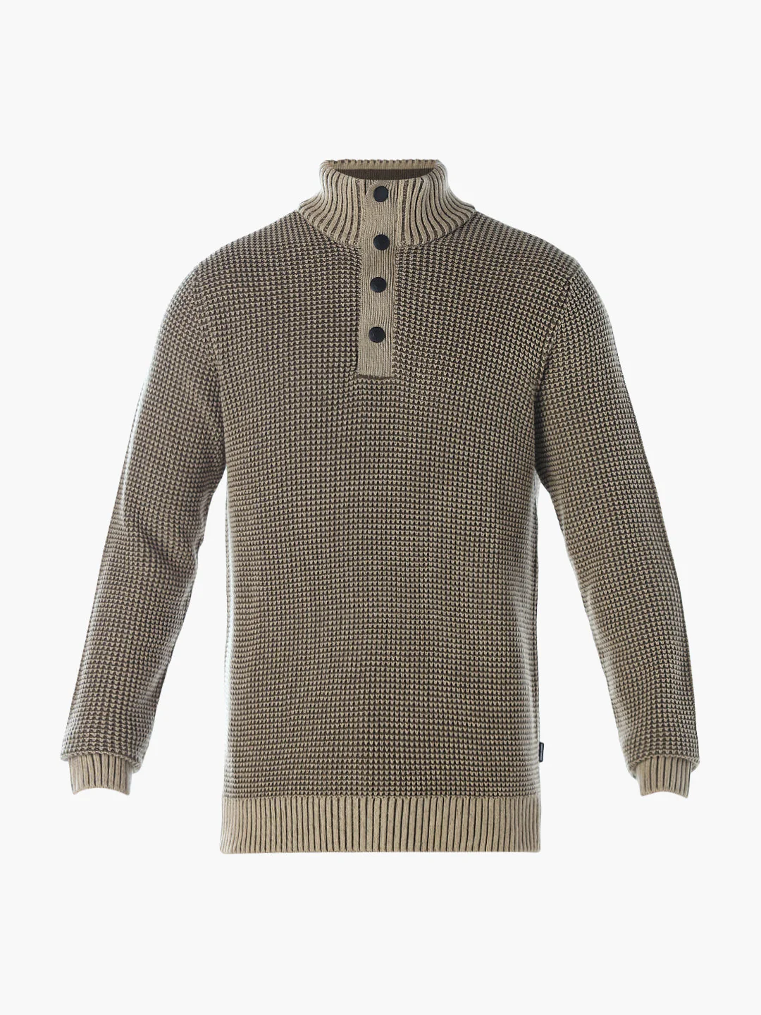 High-Neck Flat Knit - Brown - Image 7