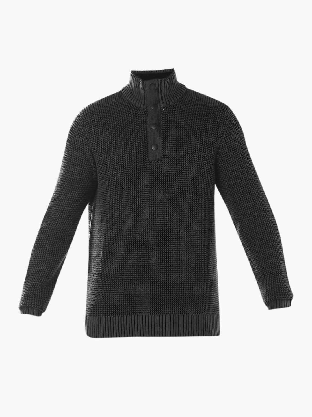 High-Neck Flat Knit  - Black - Image 7