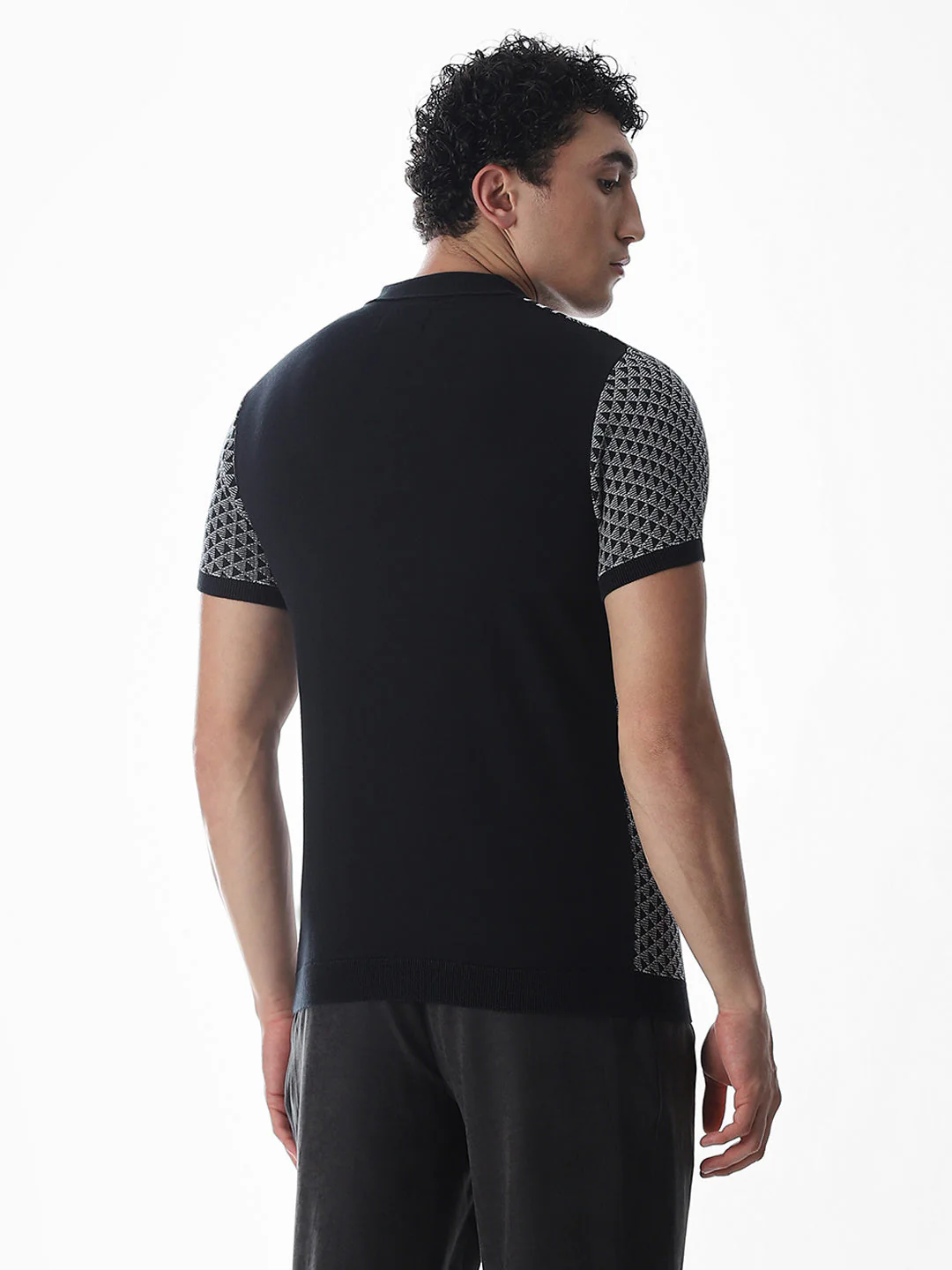 Zipper Detailing Flat Knit Polo - Image 4