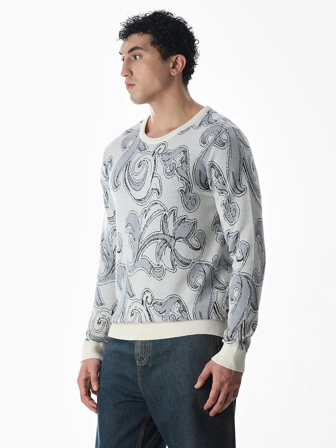 Printed Fkat Knit Pullover - Image 3