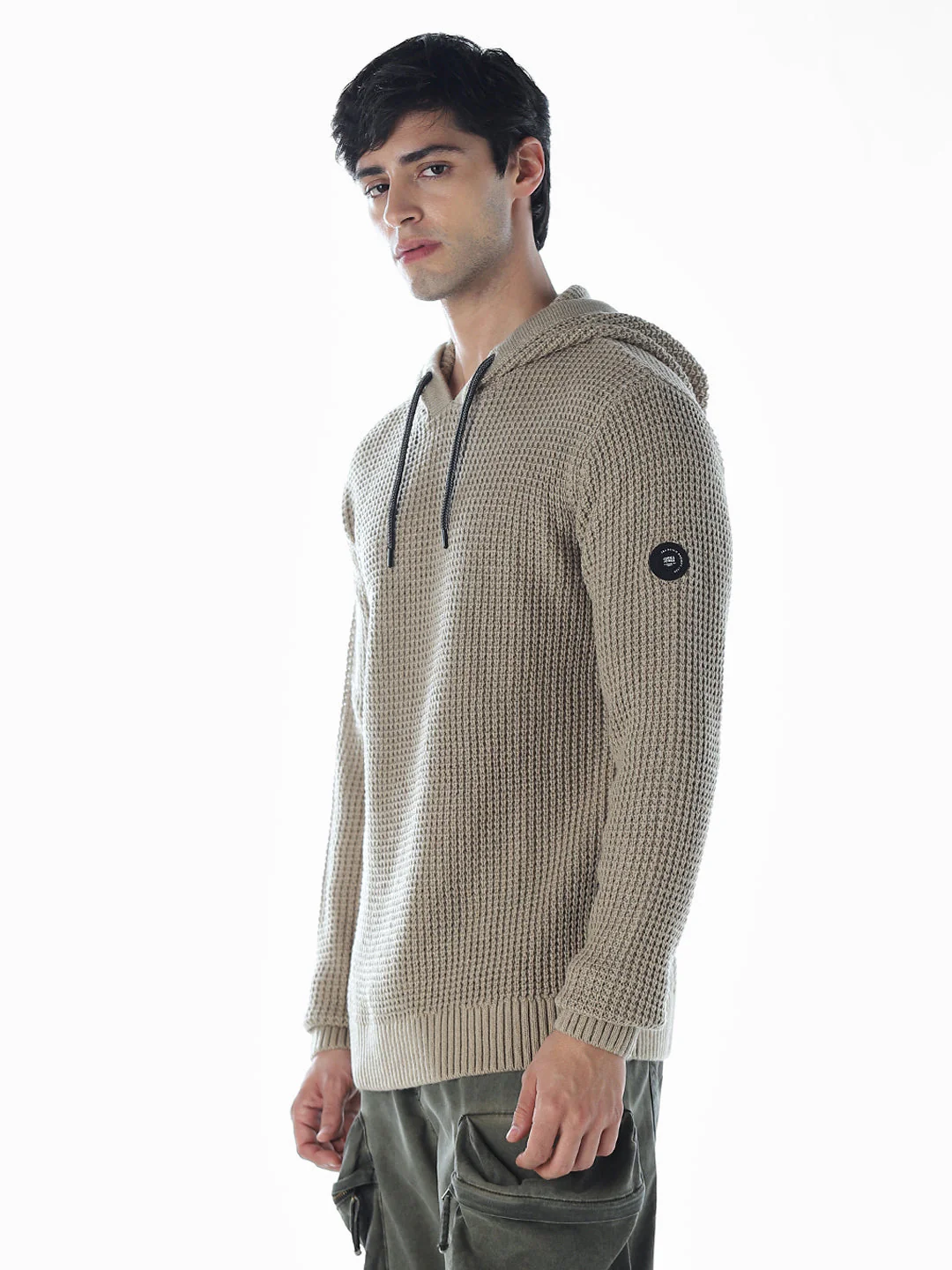 Textured Oversized Hooded Pullover - Image 3