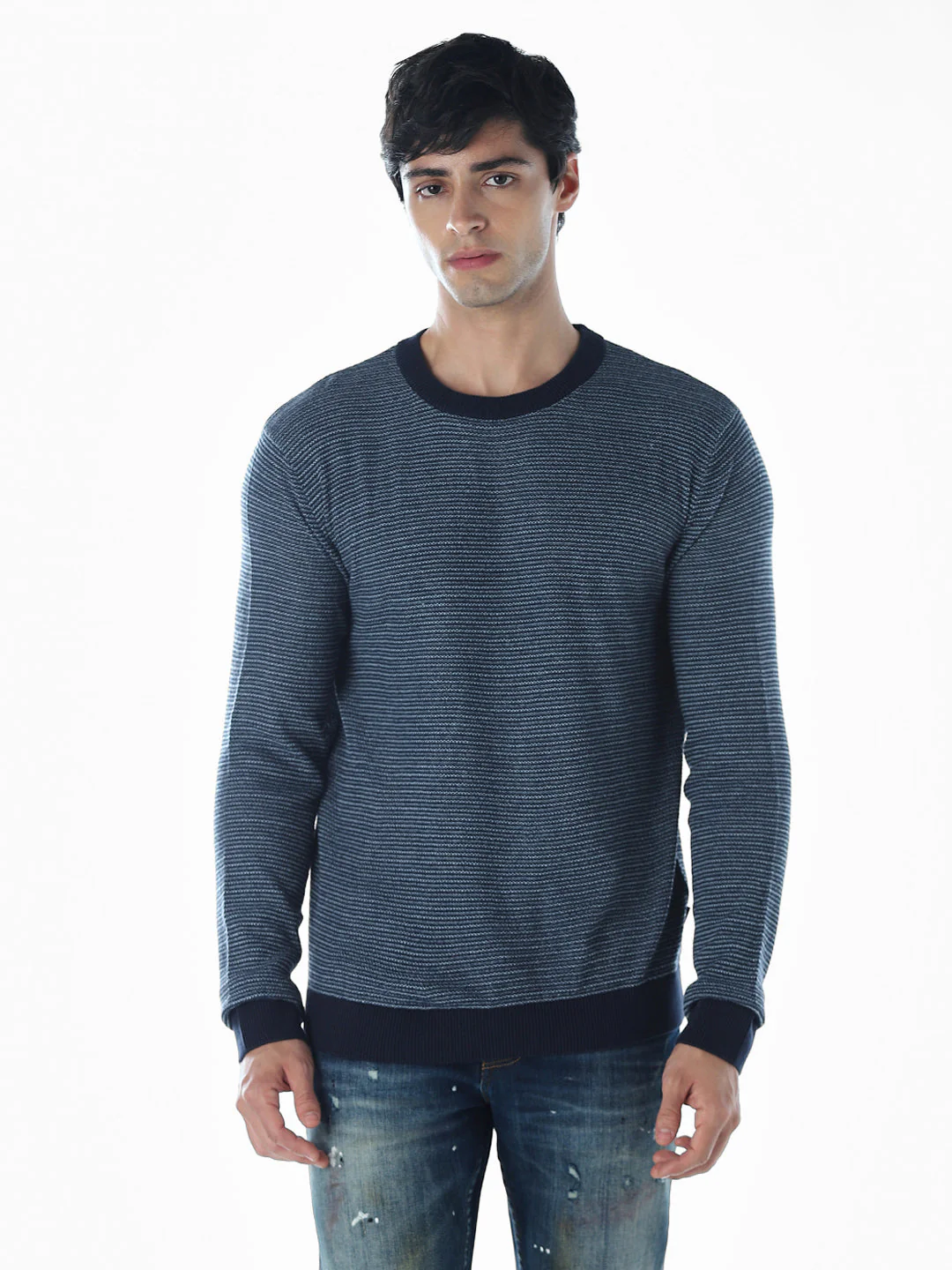 Striped Flat Knit Cotton Pullover - Image 2