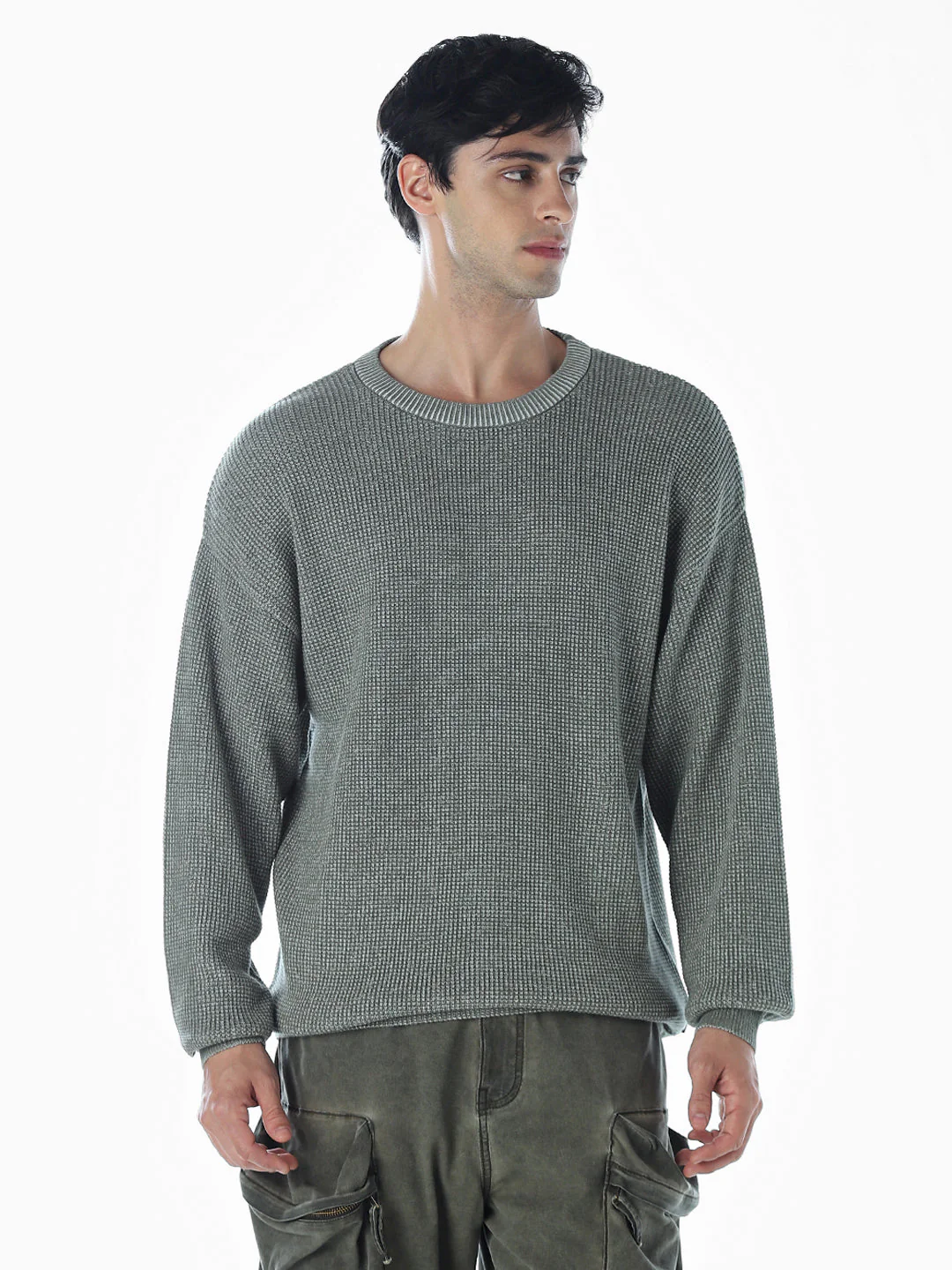 Textured Stretch Oversized Pullover - Image 2