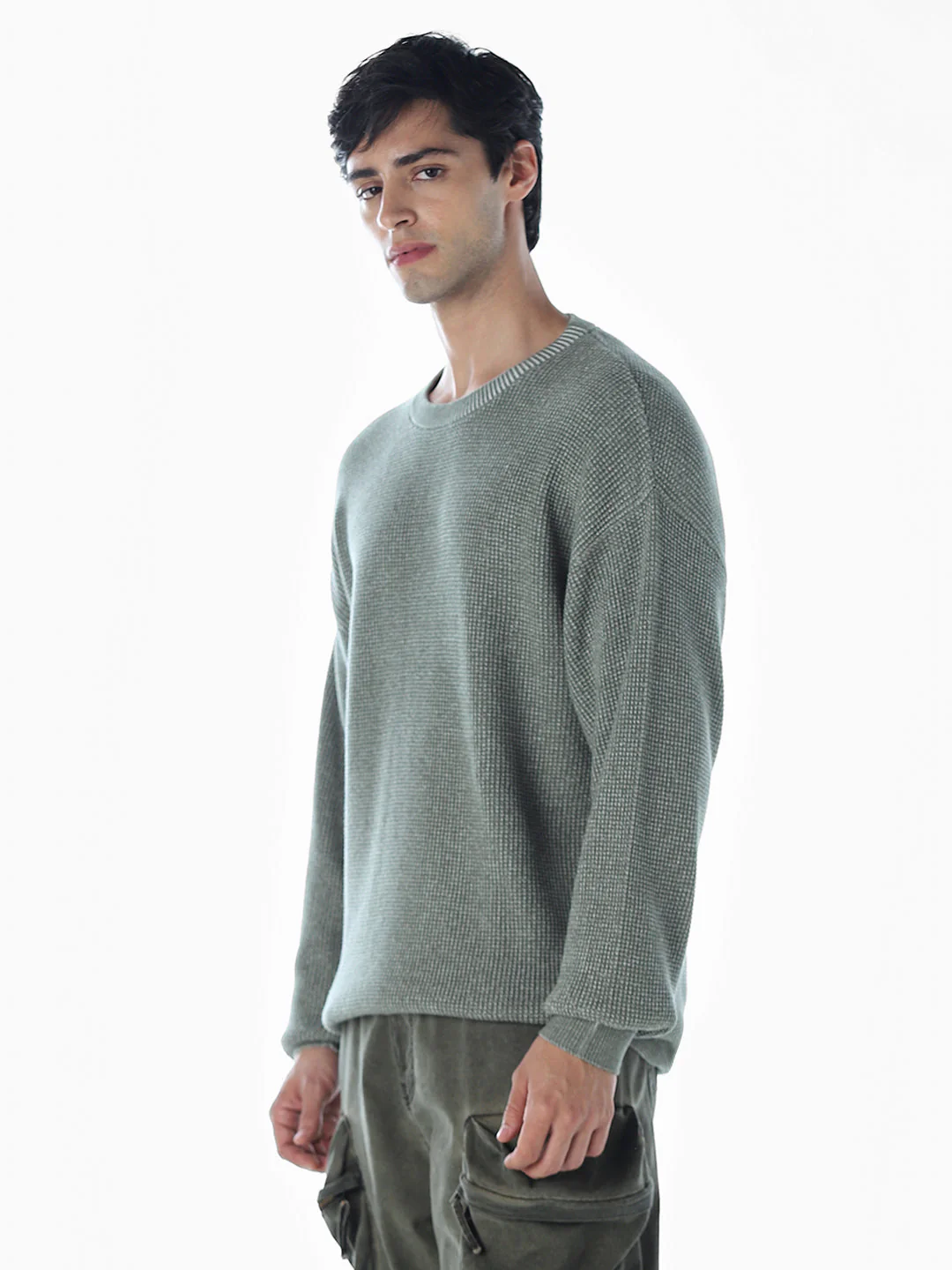 Textured Stretch Oversized Pullover - Image 3