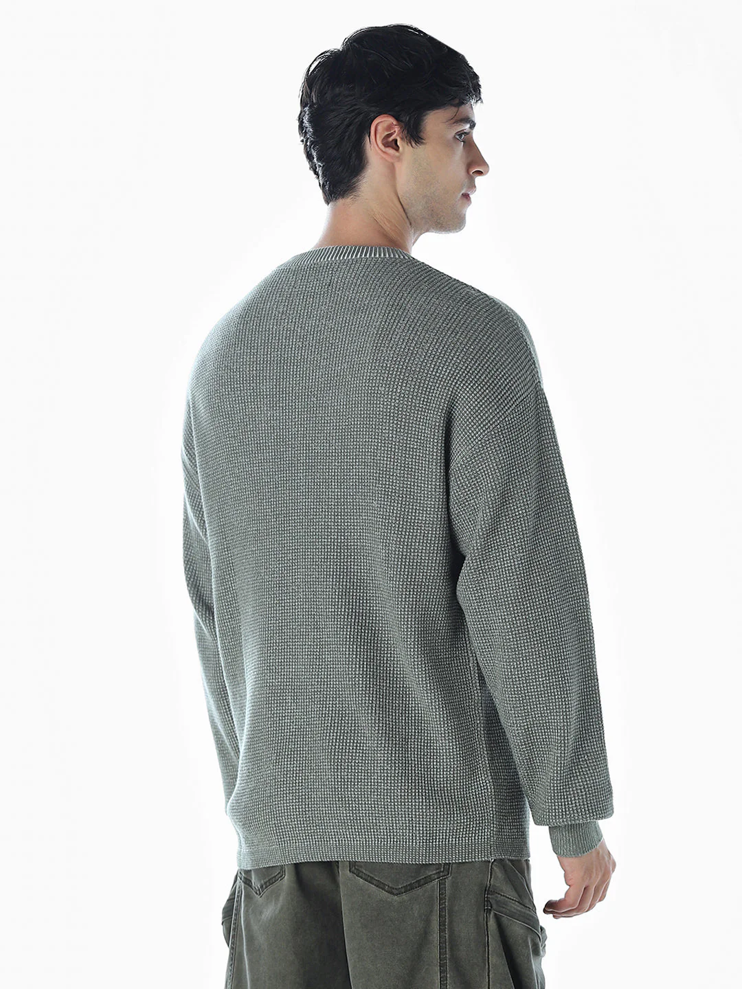 Textured Stretch Oversized Pullover - Image 4