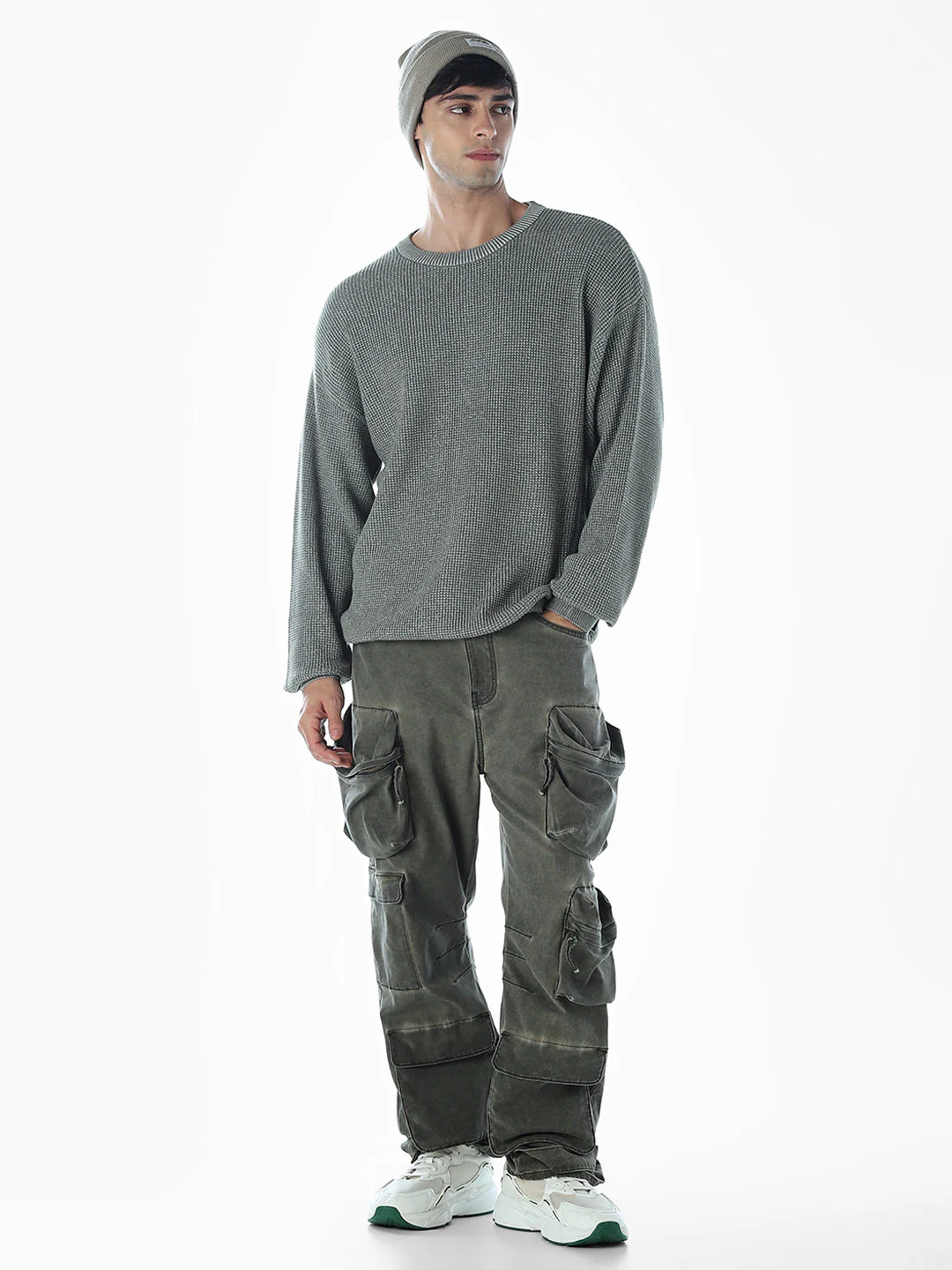 Textured Stretch Oversized Pullover - Image 6
