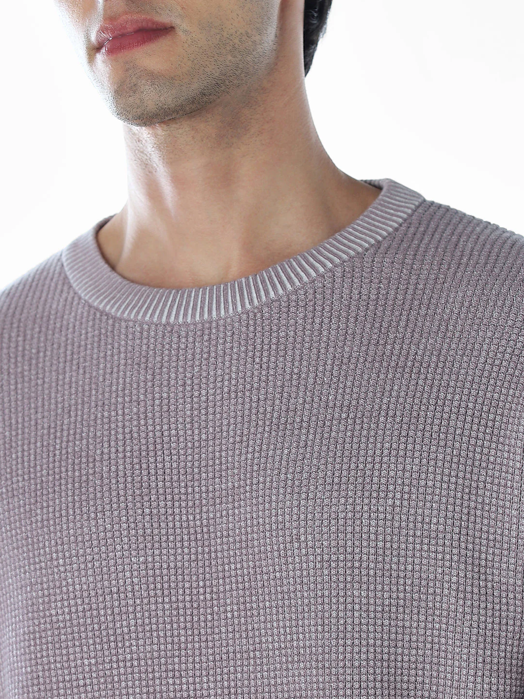 Textured Stretch Oversized Pullover - Grey - Image 5