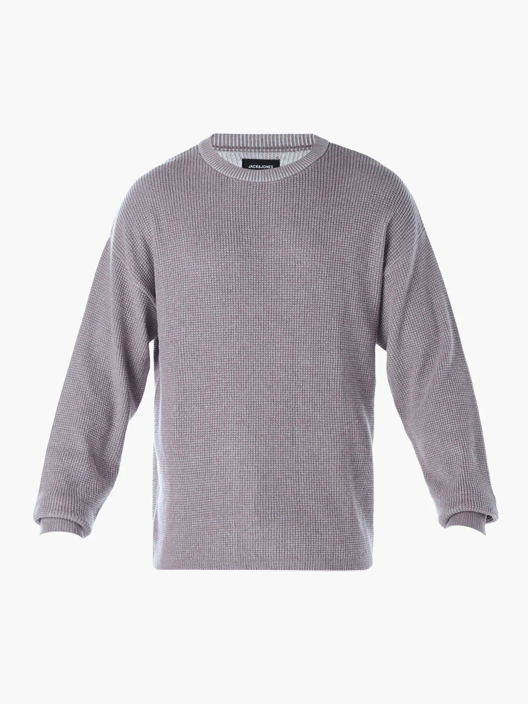 Textured Stretch Oversized Pullover - Grey - Image 7