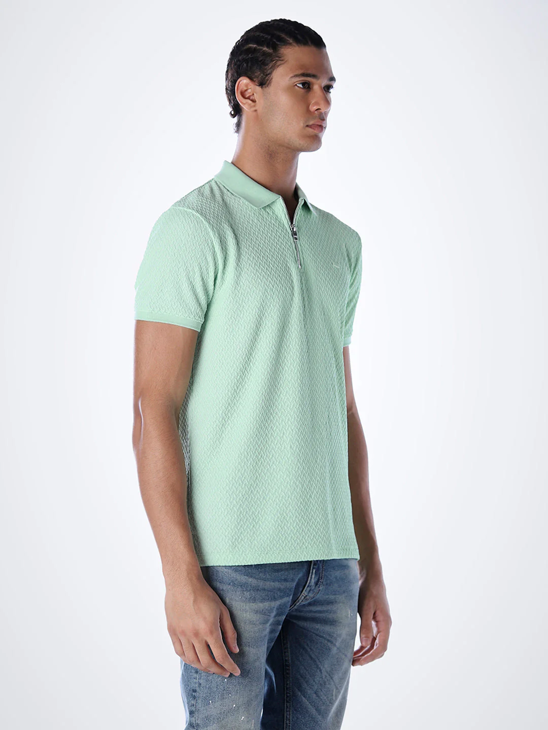 Textured Zipped Polo - Image 3