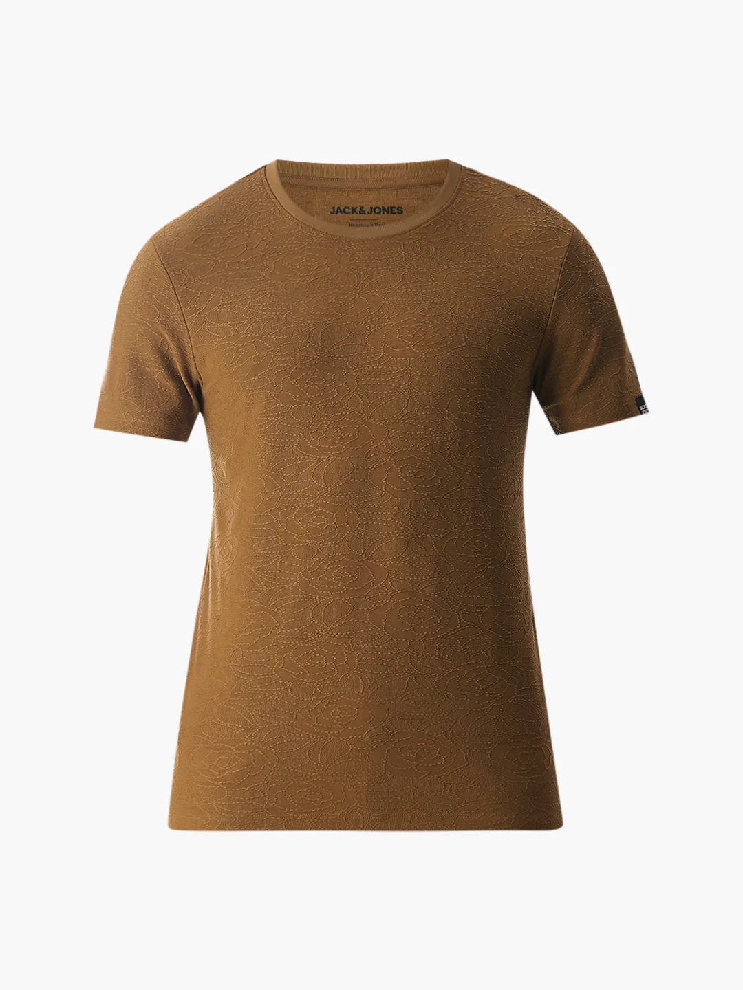 Cut & Sew Jacquard T-shirt - Brown - Image 7