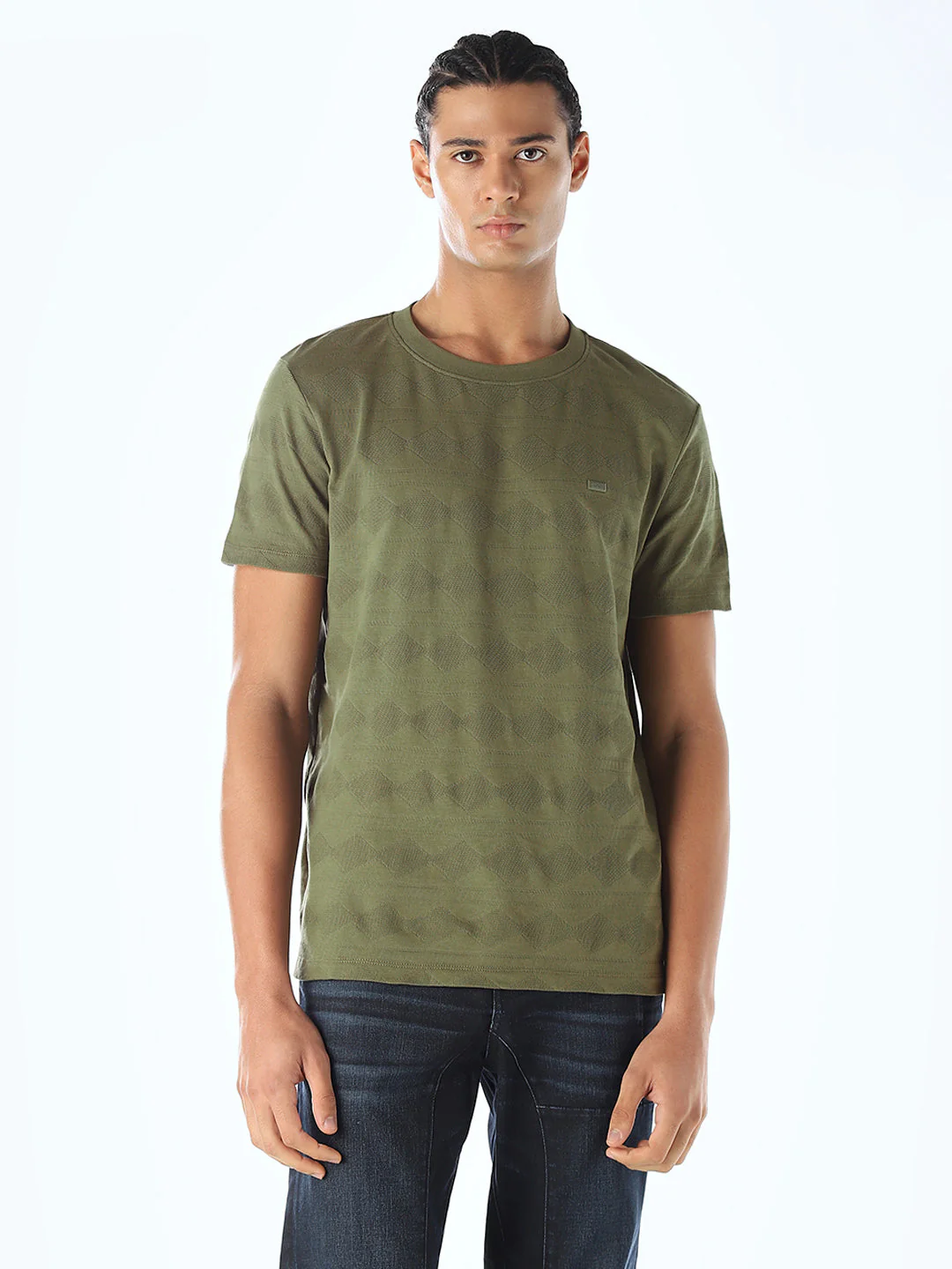 Jacquard Cotton T-shirt - Green - Image 2