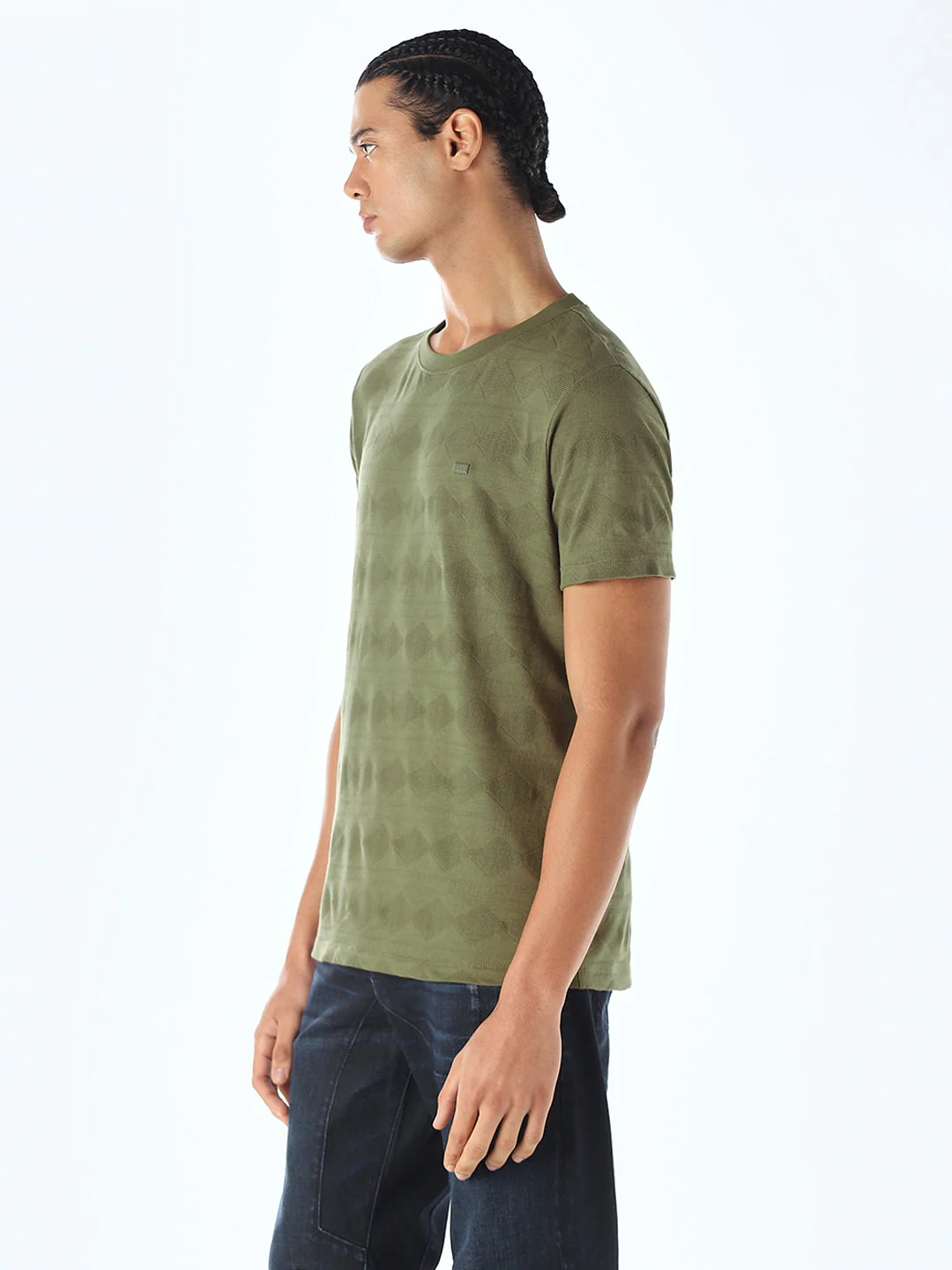 Jacquard Cotton T-shirt - Green - Image 3