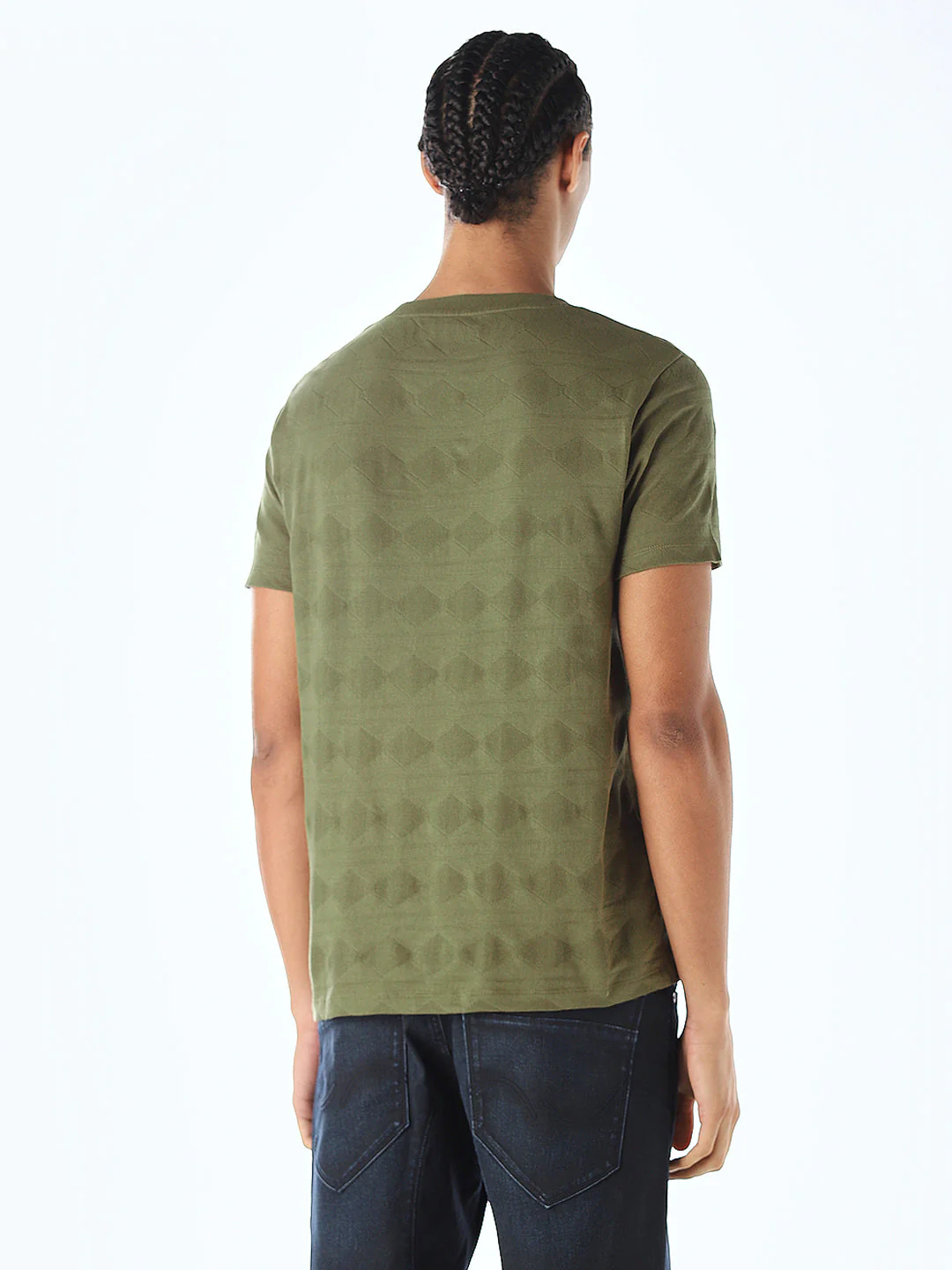 Jacquard Cotton T-shirt - Green - Image 4