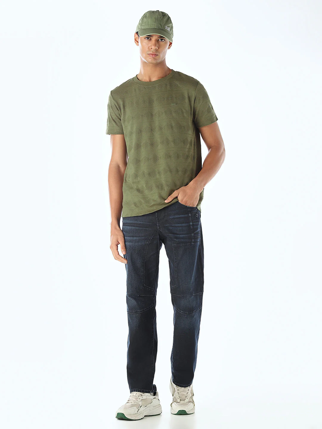 Jacquard Cotton T-shirt - Green - Image 6