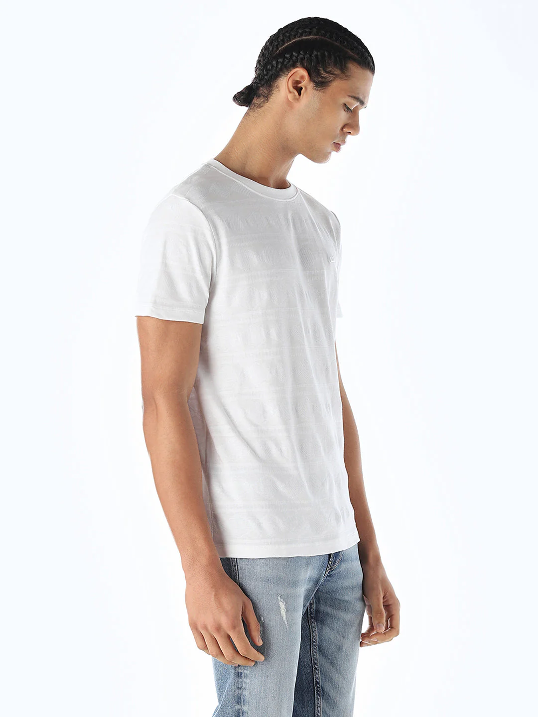 Jacquard Cotton T-shirt - White - Image 3