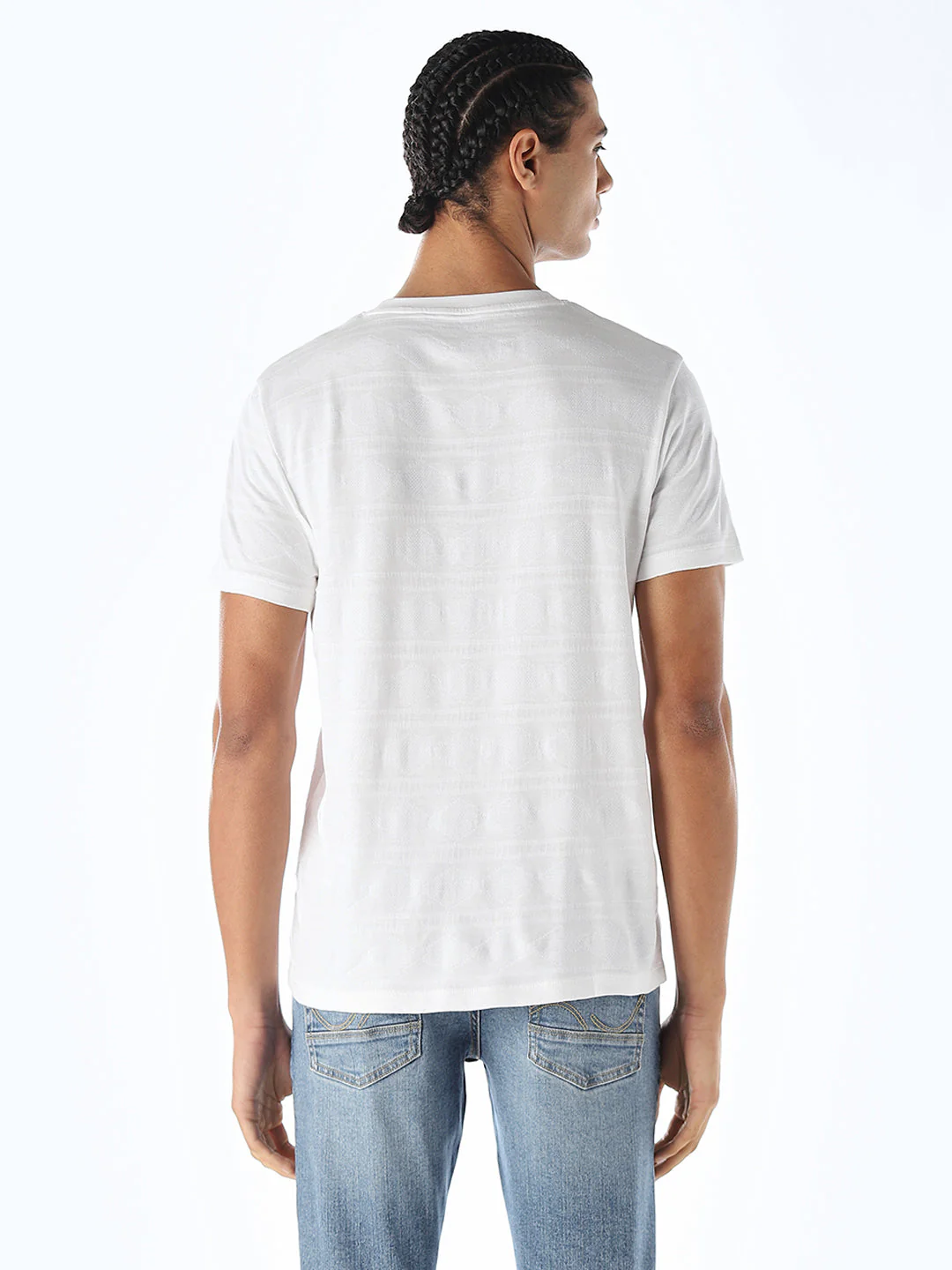 Jacquard Cotton T-shirt - White - Image 4