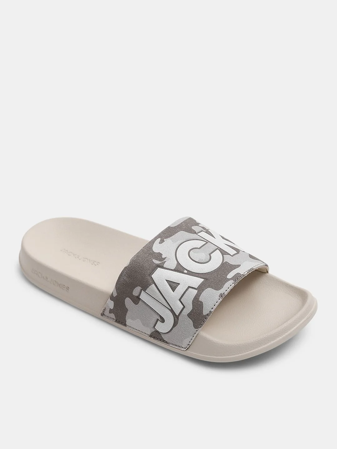 Beige Camo Embroidered Logo Pool Sliders - Image 4